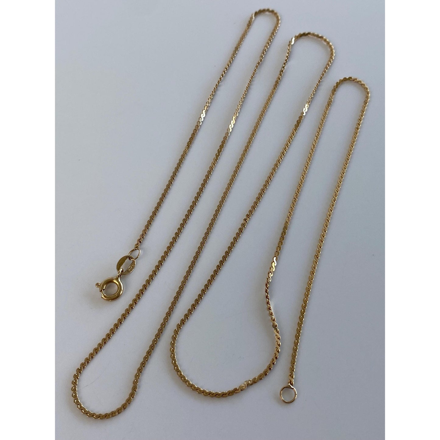 Vintage Solid 14k Yellow Gold Serpentine Chain Necklace - 24 inches