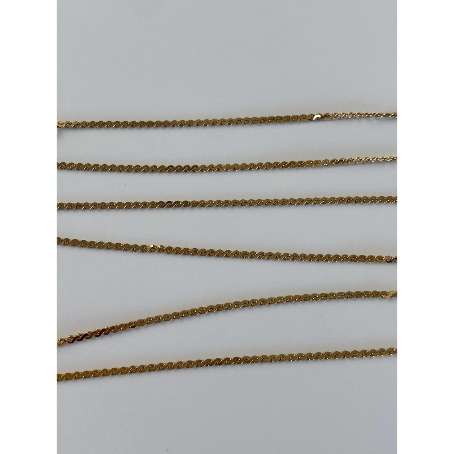 Vintage Solid 14k Yellow Gold Serpentine Chain Necklace - 24 inches
