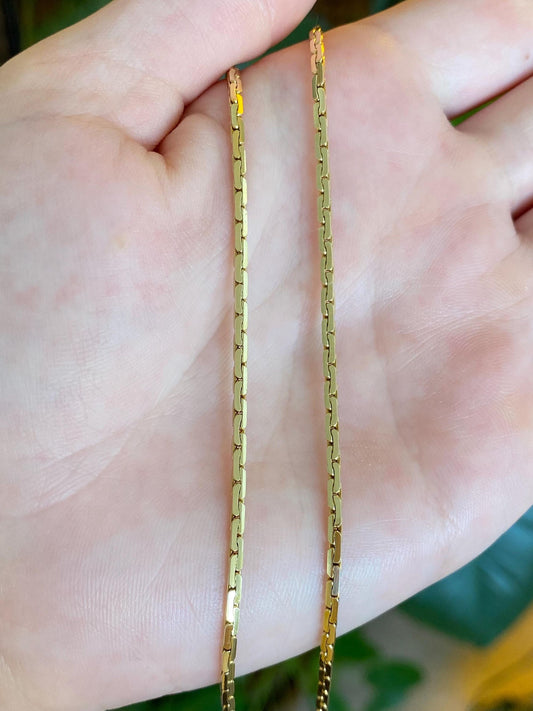 Vintage Solid 14k Yellow Gold C Link Chain Necklace - 22.5 inches