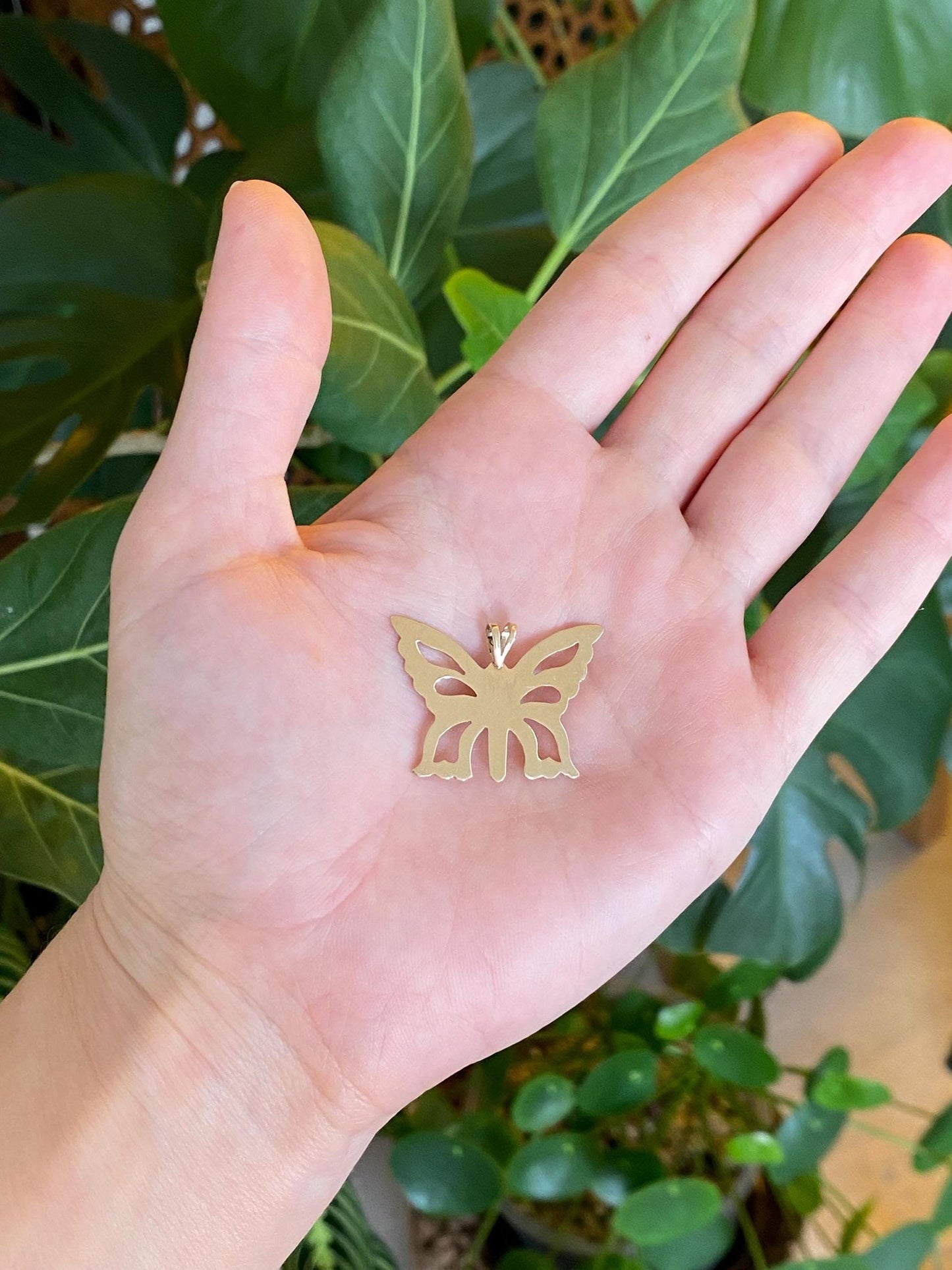 Vintage Solid 14k Yellow Gold Butterfly Charm