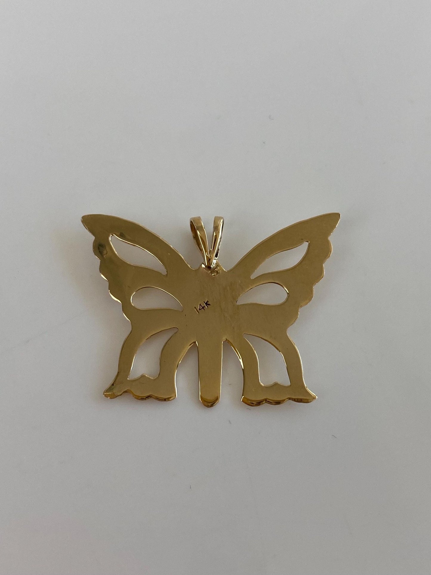 Vintage Solid 14k Yellow Gold Butterfly Charm