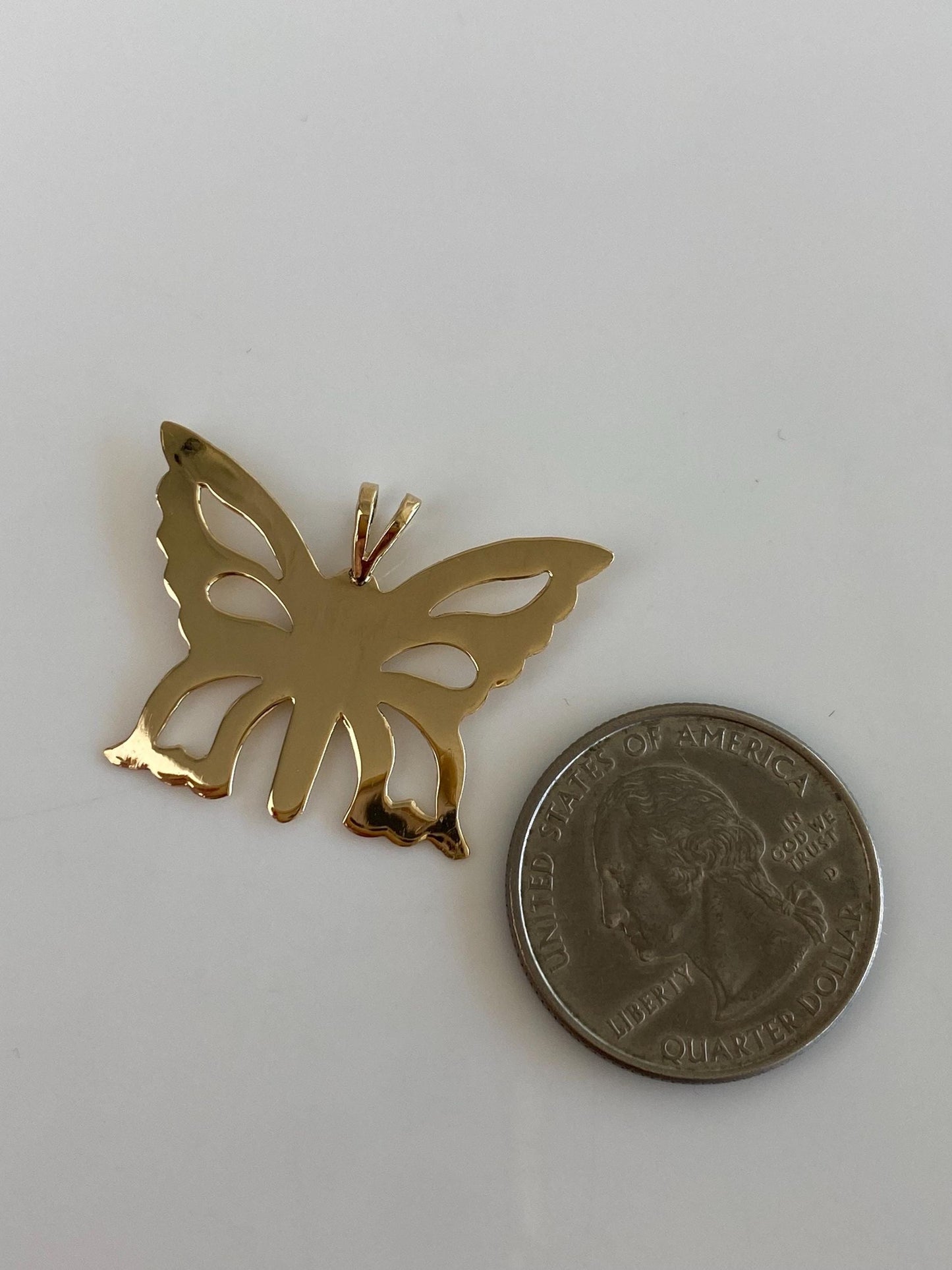 Vintage Solid 14k Yellow Gold Butterfly Charm