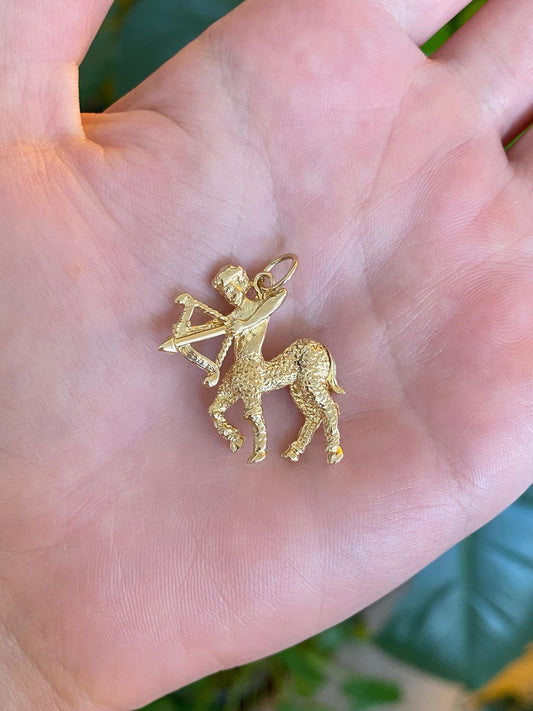 Vintage Solid 14k Yellow Gold Sagittarius Zodiac Charm