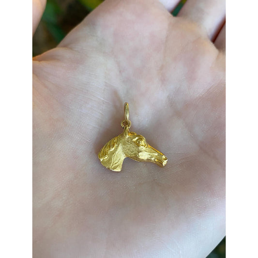 Vintage Solid 22k Yellow Gold Horse Pin Conversion Charm