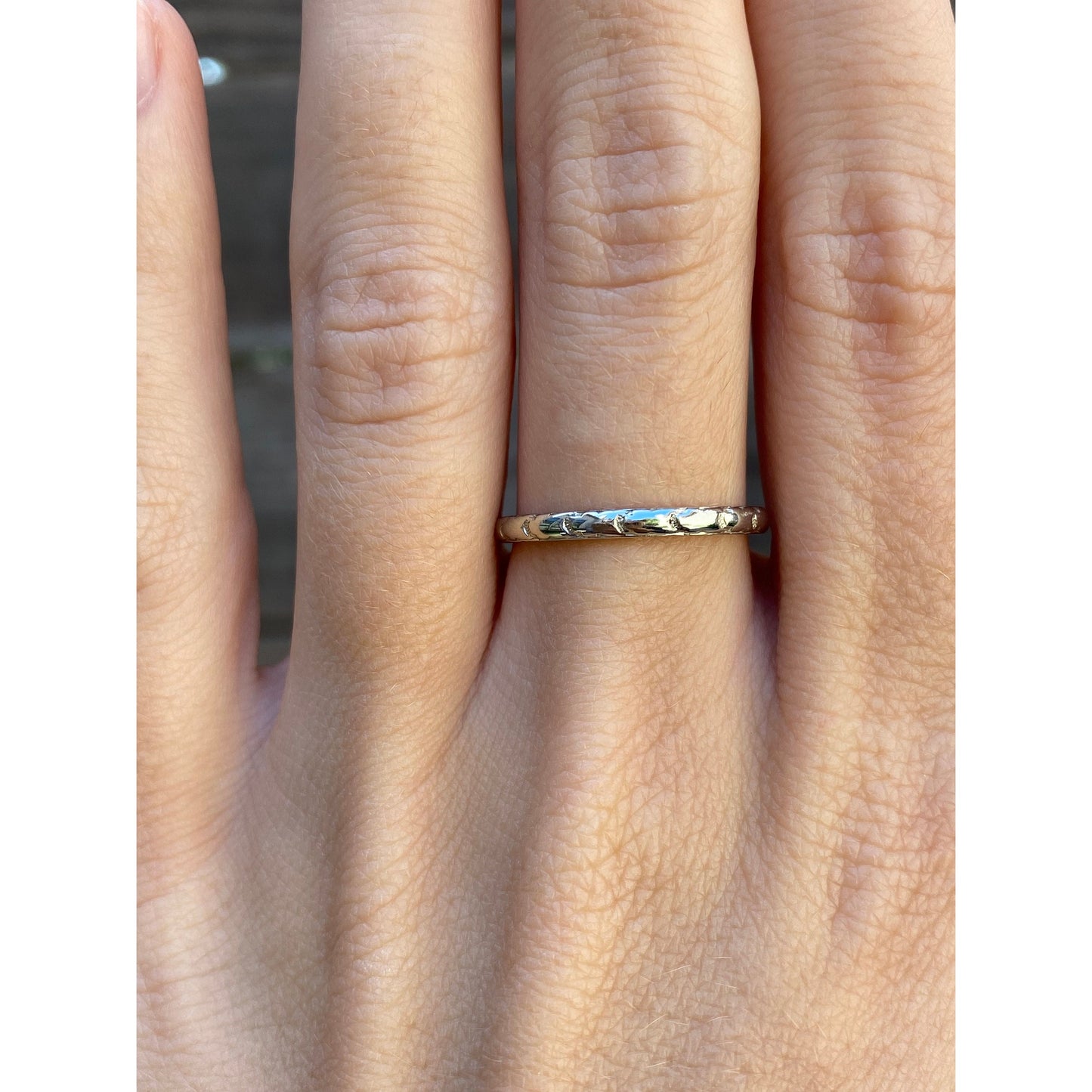 Vintage Solid 18k White Gold Designed Ring Band - Size 6.75