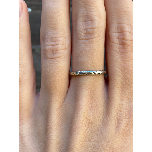 Vintage Solid 18k White Gold Designed Ring Band - Size 6.75