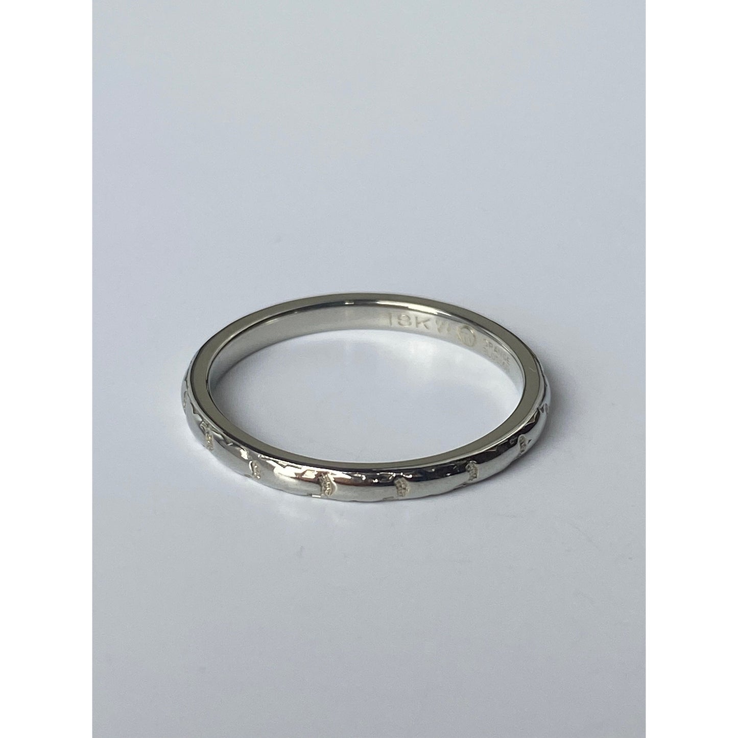 Vintage Solid 18k White Gold Designed Ring Band - Size 6.75