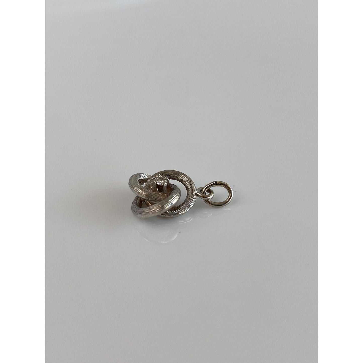 Vintage Solid 14k White Gold Diamond Satin Knot Charm