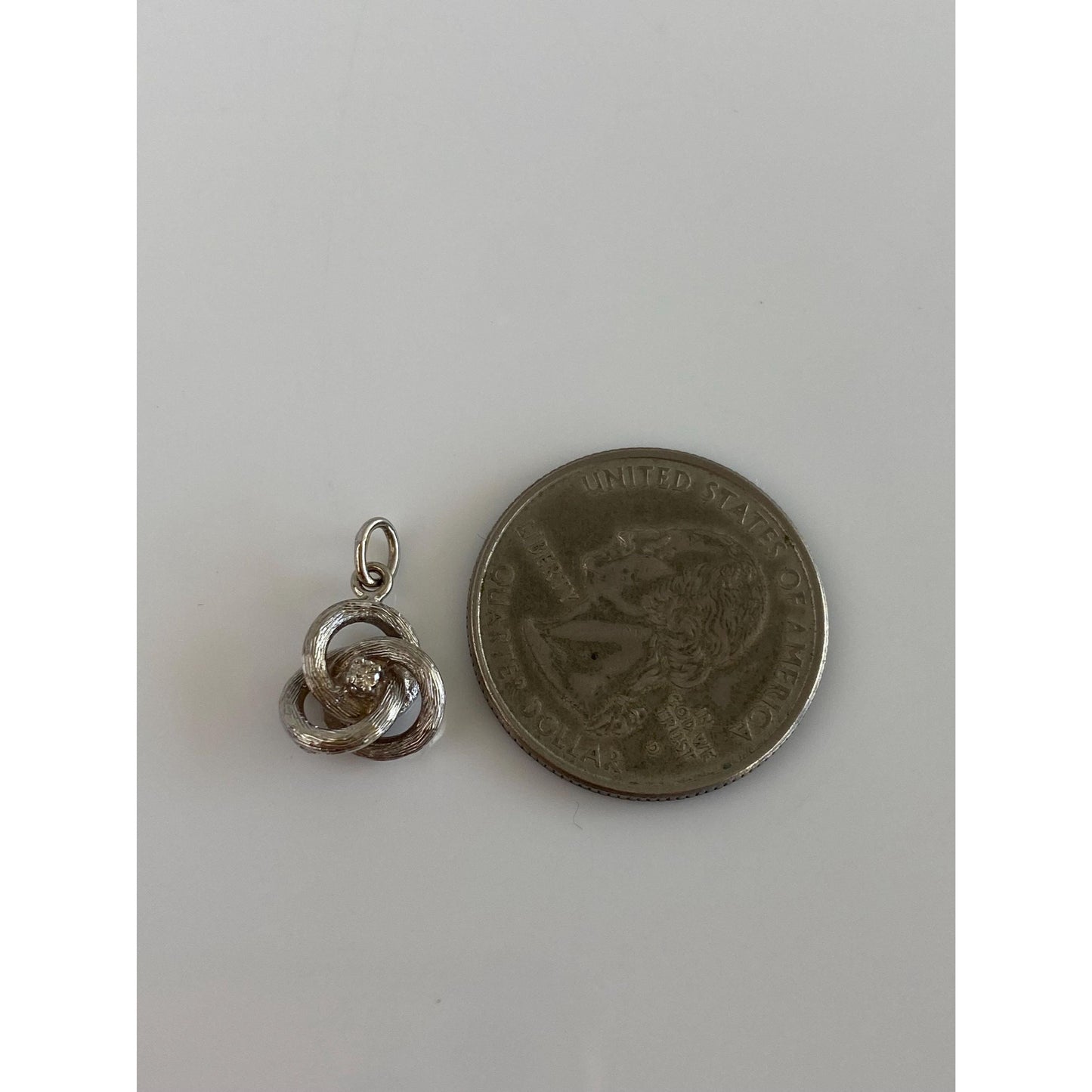 Vintage Solid 14k White Gold Diamond Satin Knot Charm