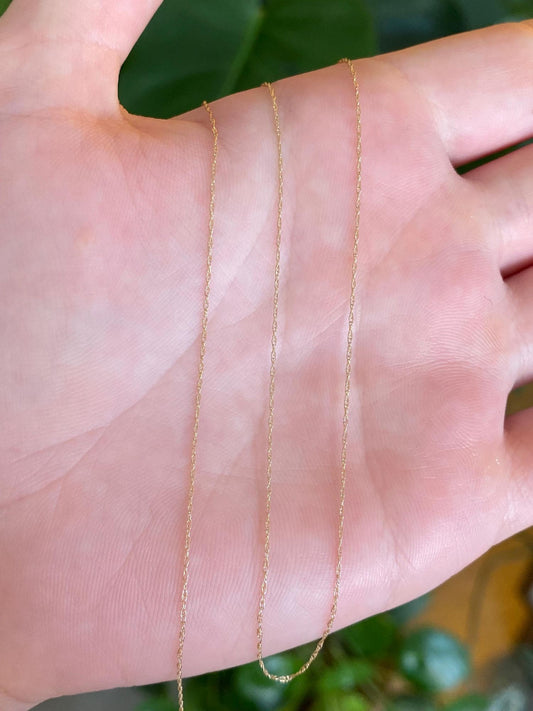 Vintage Solid 10k Yellow Gold Dainty Chain Necklace - 18.75 inches