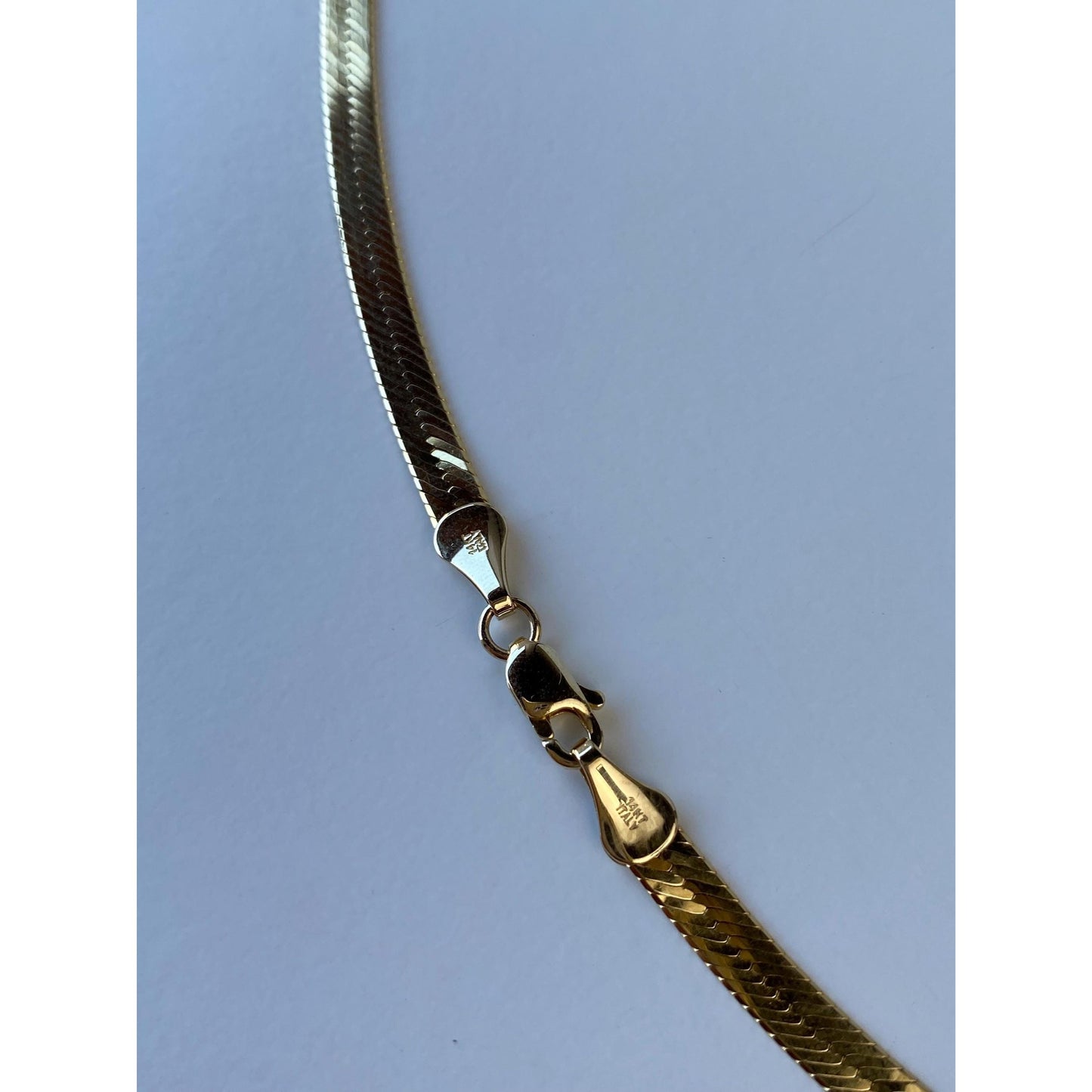 Vintage Solid 14k Yellow Gold Long Herringbone Chain Necklace - 29.75 inches