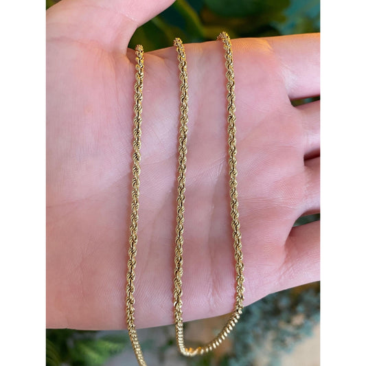 Vintage Solid 14k Yellow Gold Long Rope Chain Necklace - 28 inches