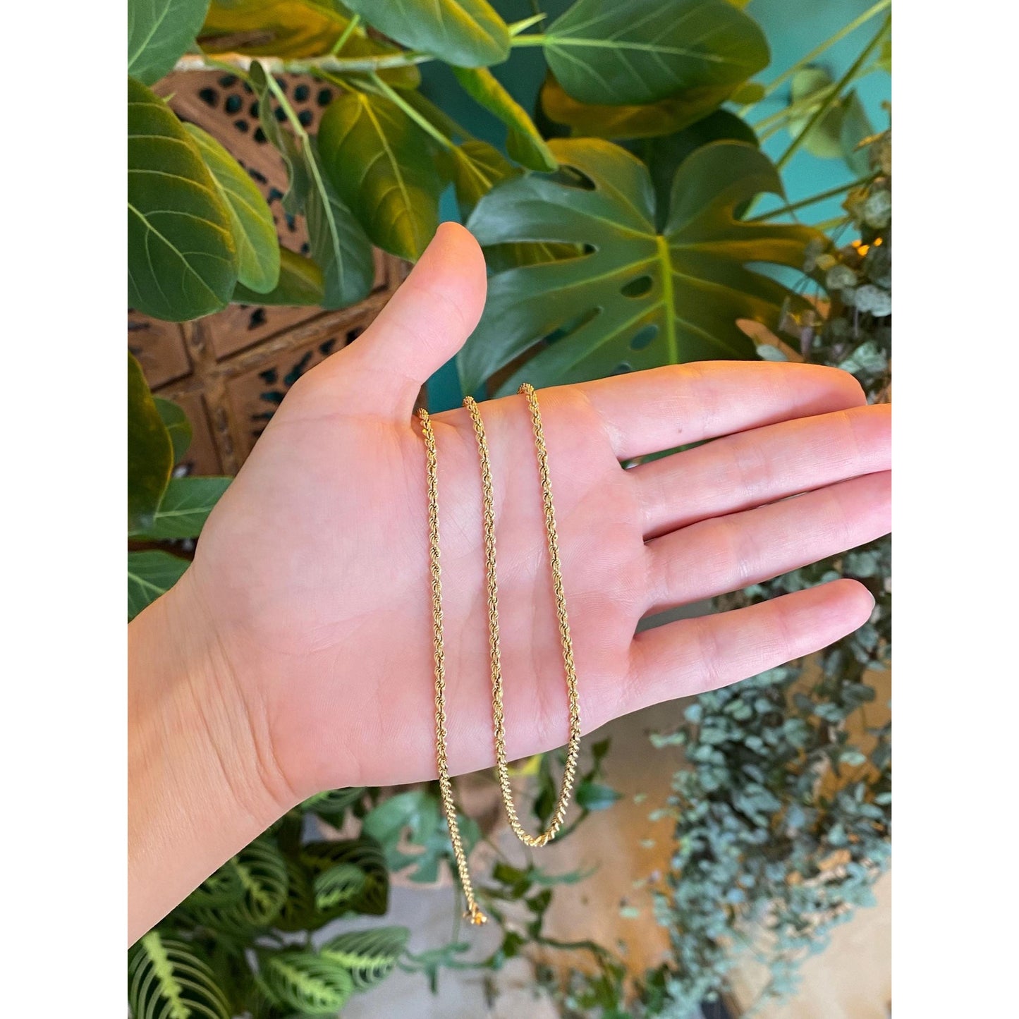 Vintage Solid 14k Yellow Gold Long Rope Chain Necklace - 28 inches