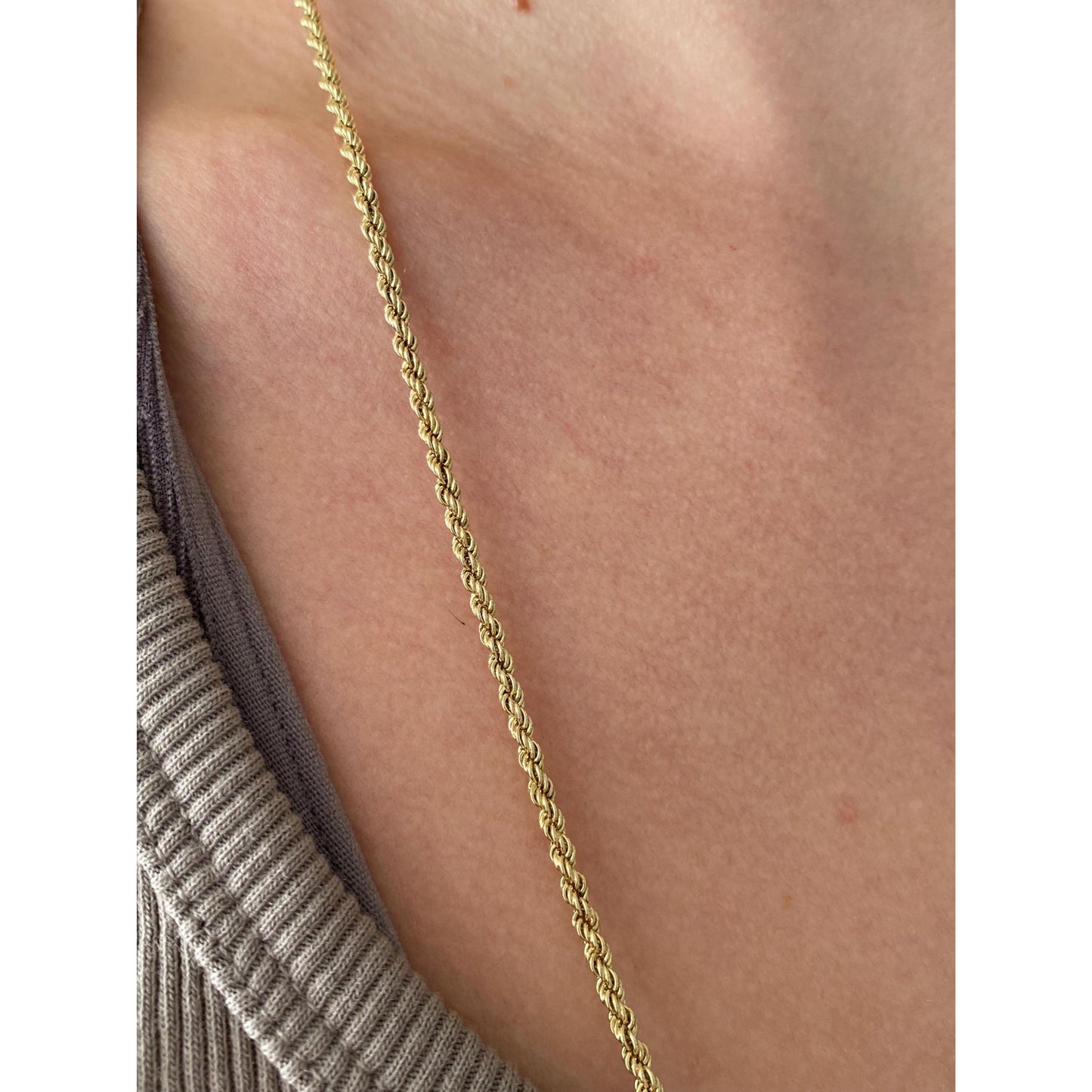 Vintage Solid 14k Yellow Gold Long Rope Chain Necklace - 28 inches