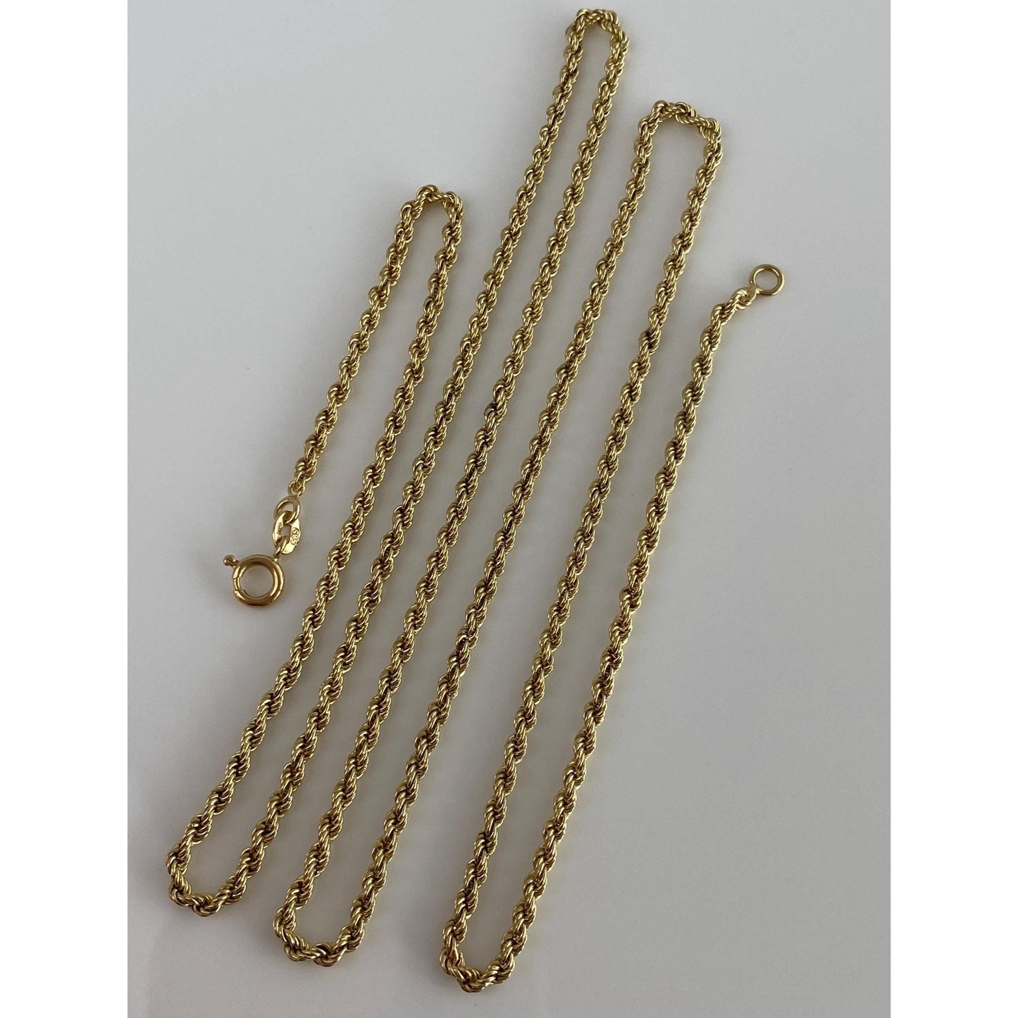 Vintage Solid 14k Yellow Gold Long Rope Chain Necklace - 28 inches