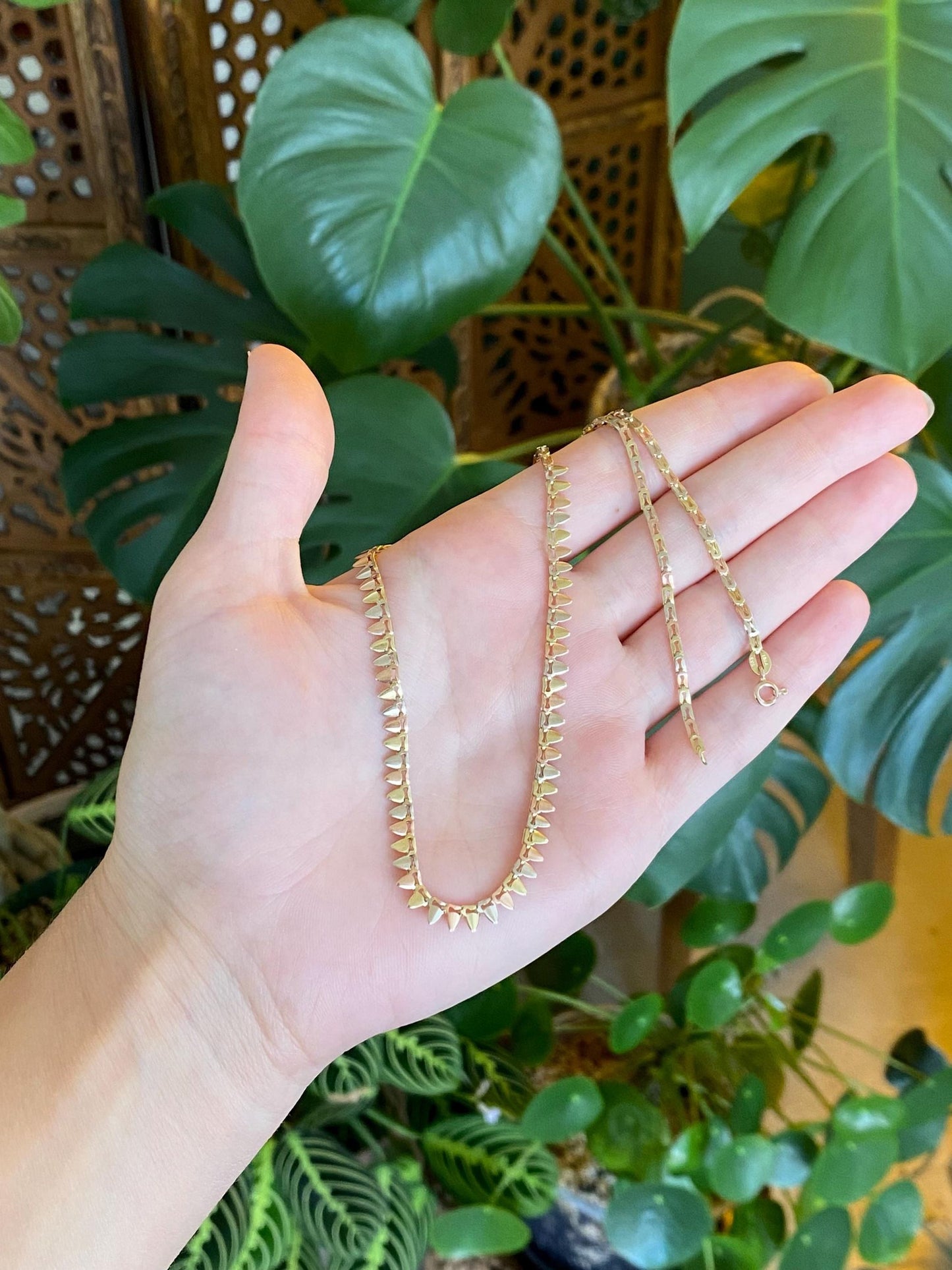 Vintage Solid 14k Tri Tone Gold Fancy Chain Necklace - 16.75 inches
