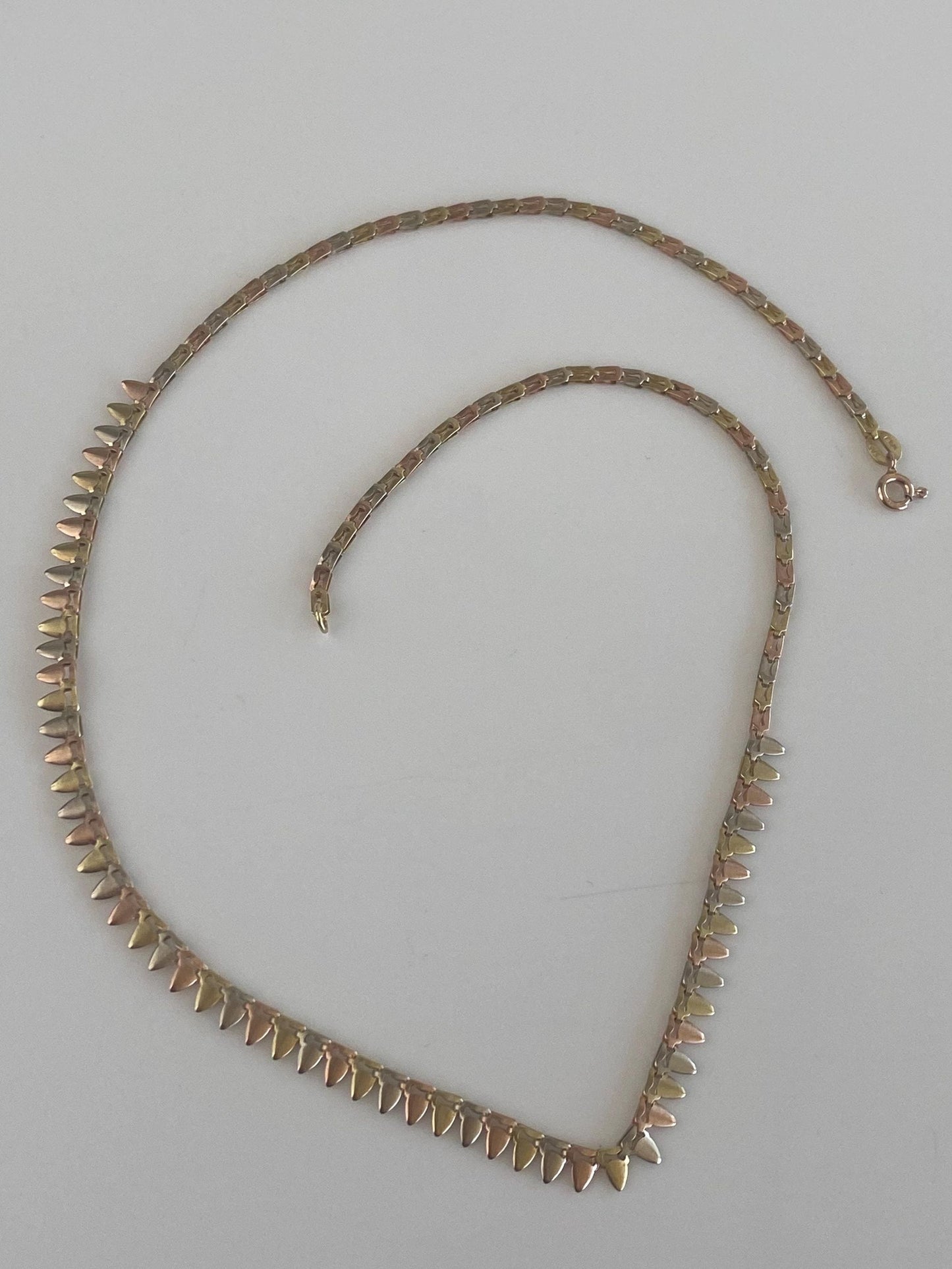 Vintage Solid 14k Tri Tone Gold Fancy Chain Necklace - 16.75 inches