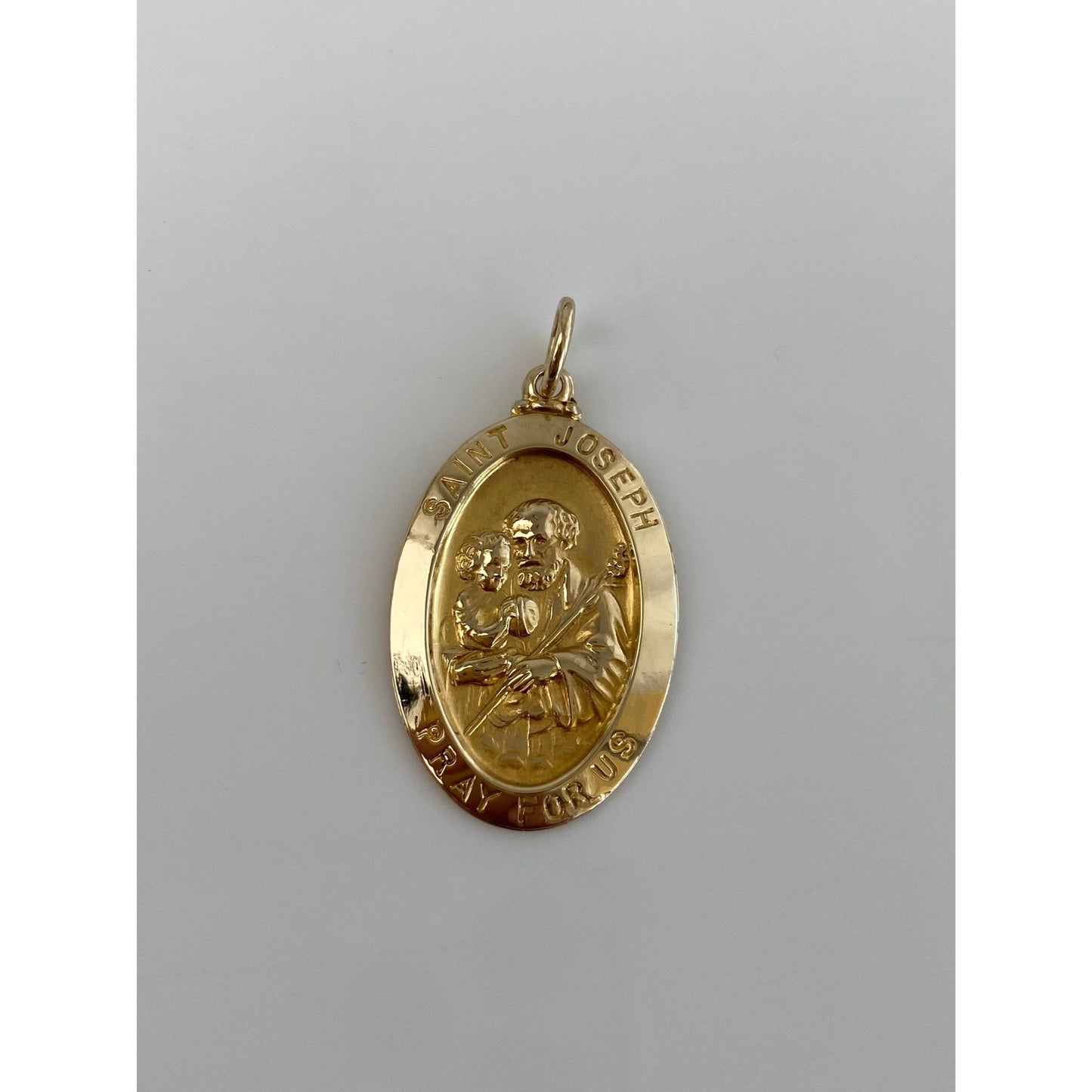 Vintage Solid 14k Yellow Gold St. Joseph 'Pray For Us' Charm
