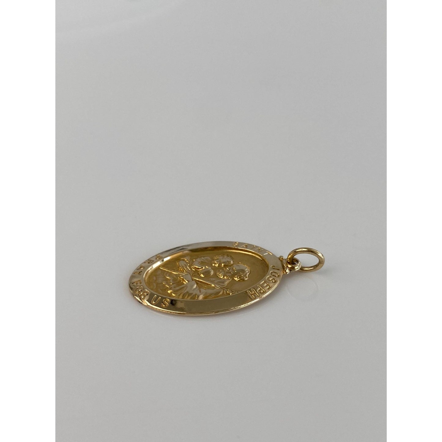 Vintage Solid 14k Yellow Gold St. Joseph 'Pray For Us' Charm
