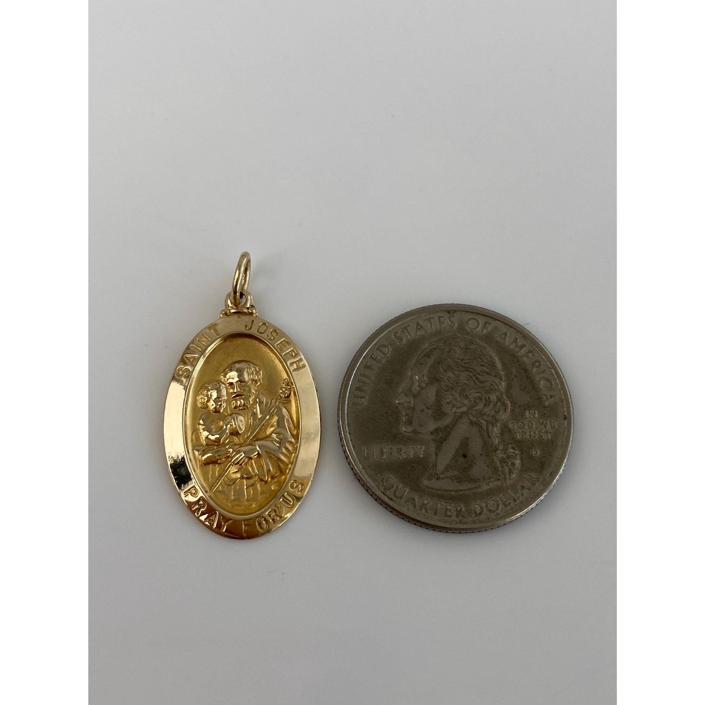 Vintage Solid 14k Yellow Gold St. Joseph 'Pray For Us' Charm