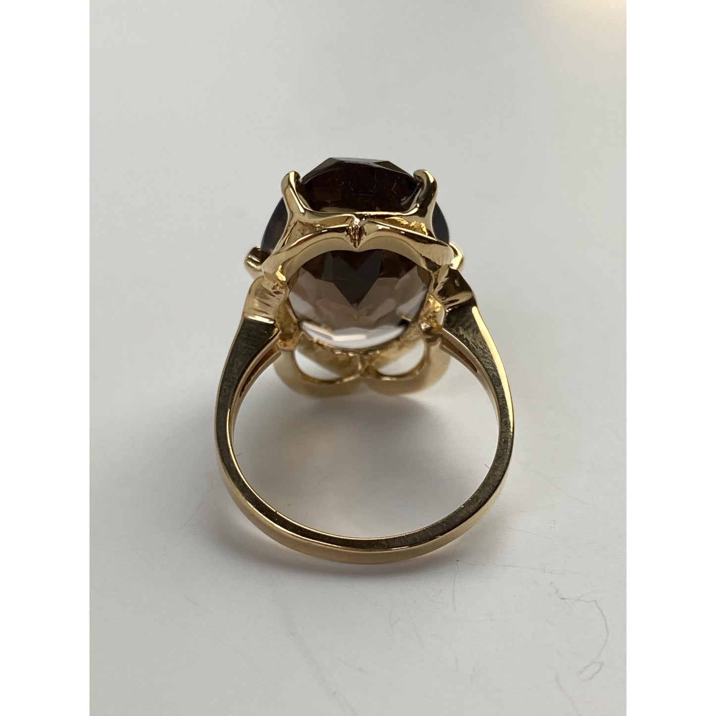 Vintage Solid 14k Yellow Gold Smokey Quartz Ring - Size 5.75