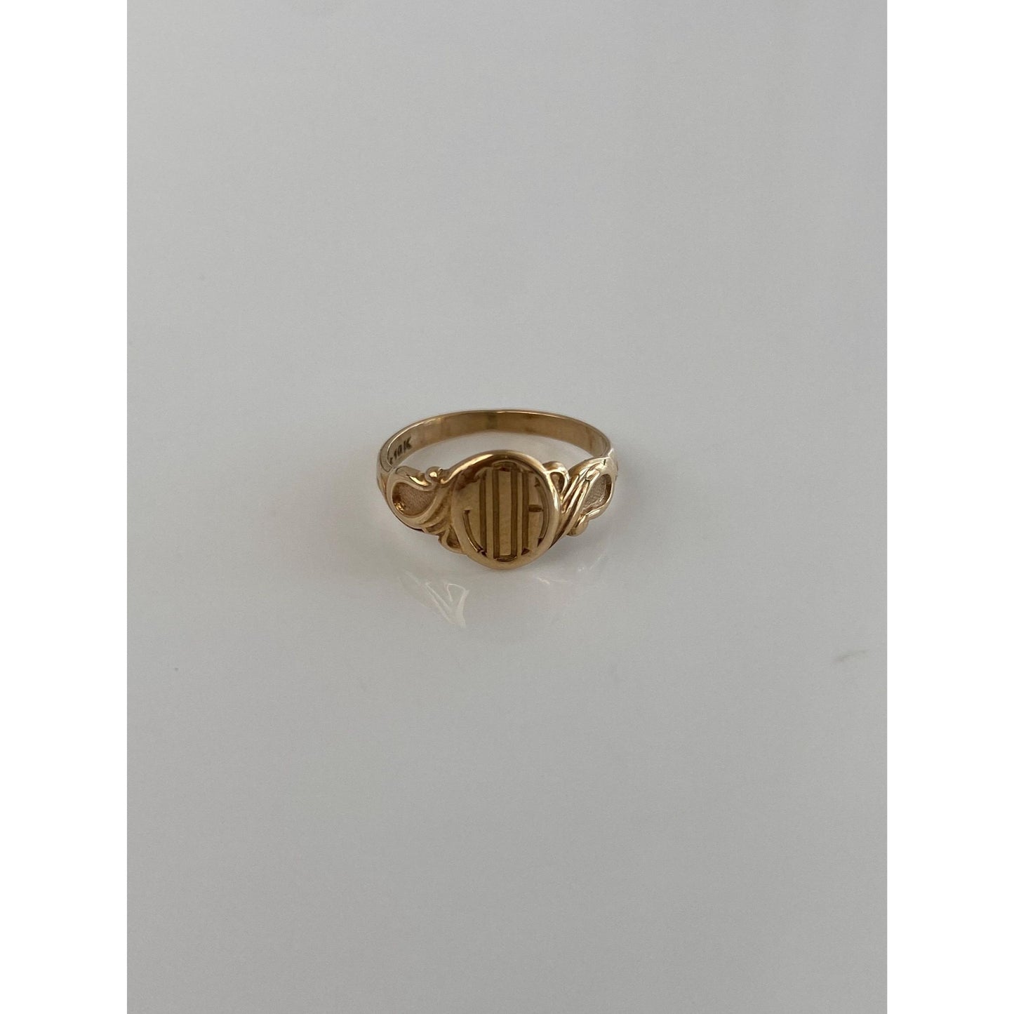 Vintage Solid 10k Yellow Gold Monogram Signet Ring - Size 1.75