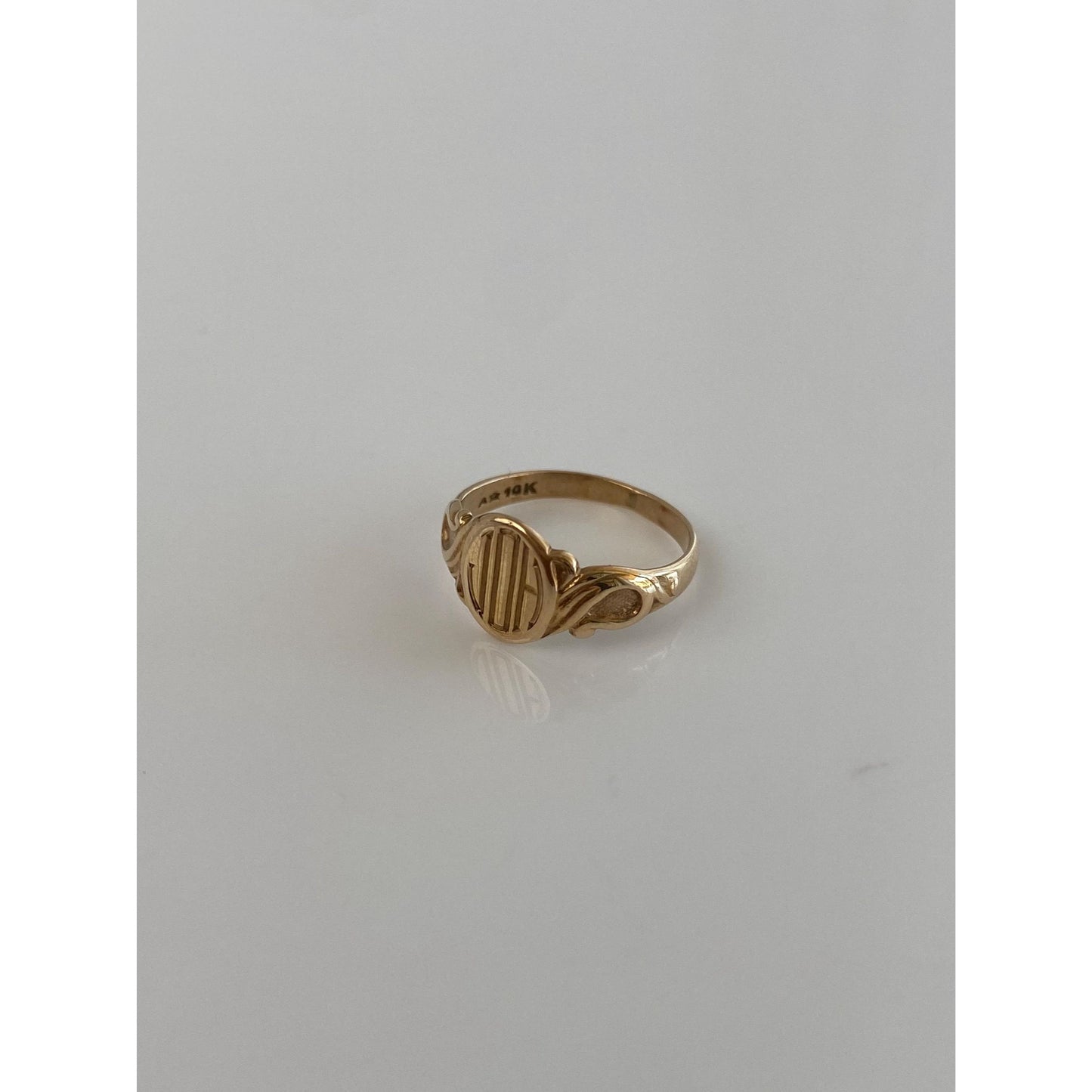 Vintage Solid 10k Yellow Gold Monogram Signet Ring - Size 1.75