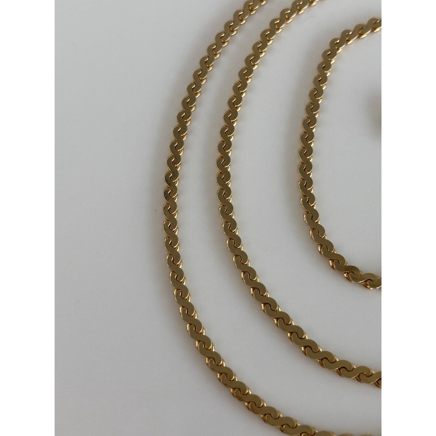 Vintage Solid 14k Yellow Gold Chunky Serpentine Chain Necklace - 18 inches