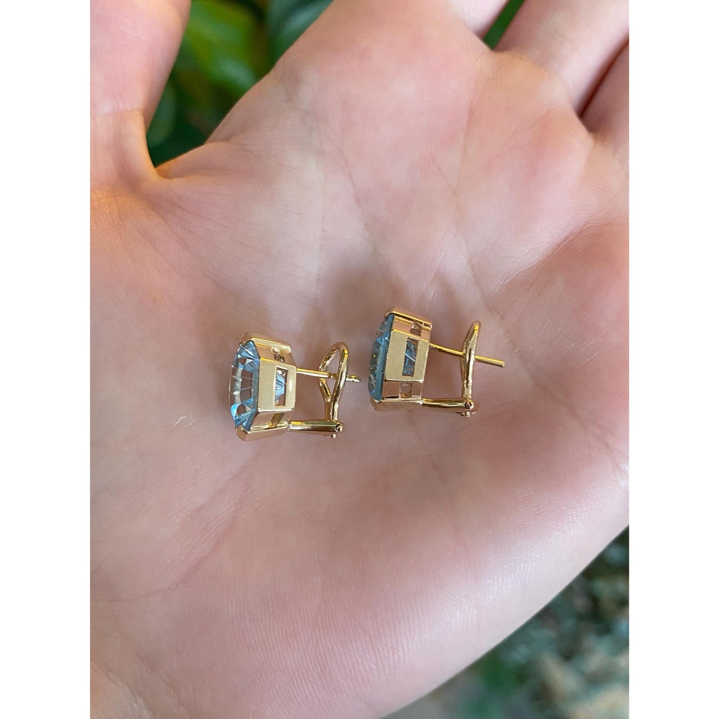 Vintage Solid 14k Yellow Gold Fancy Cut Topaz Drop Earrings