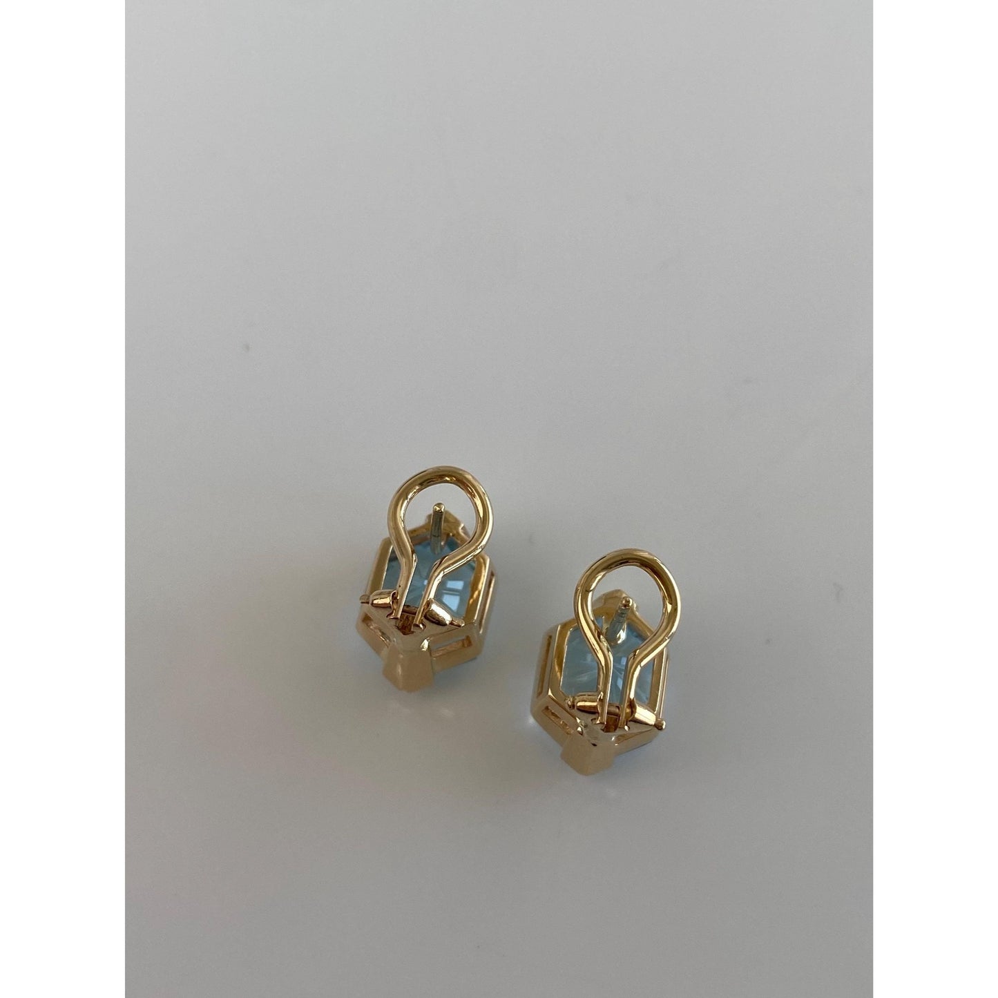 Vintage Solid 14k Yellow Gold Fancy Cut Topaz Drop Earrings