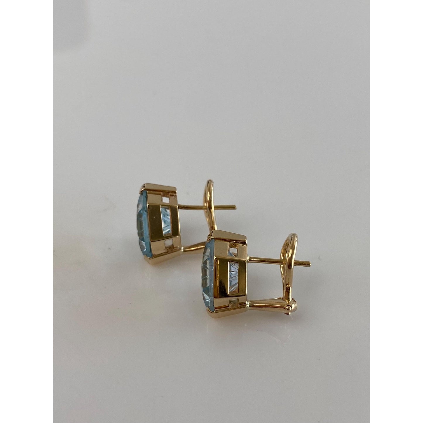 Vintage Solid 14k Yellow Gold Fancy Cut Topaz Drop Earrings