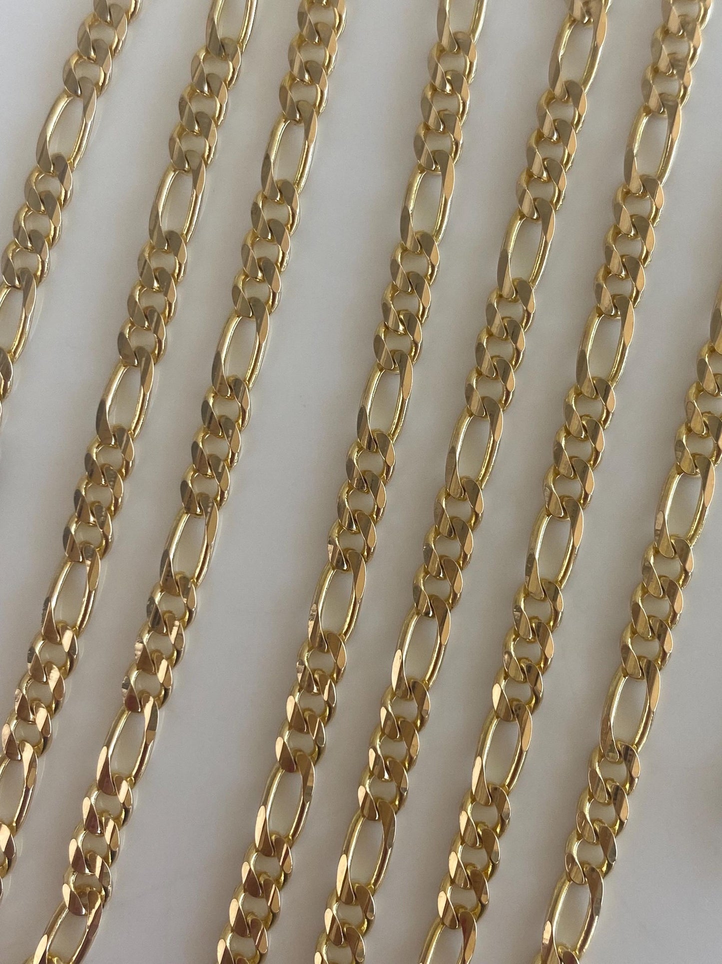 Vintage Solid 14k Yellow Gold Long Figaro Chain Necklace - 24 inches