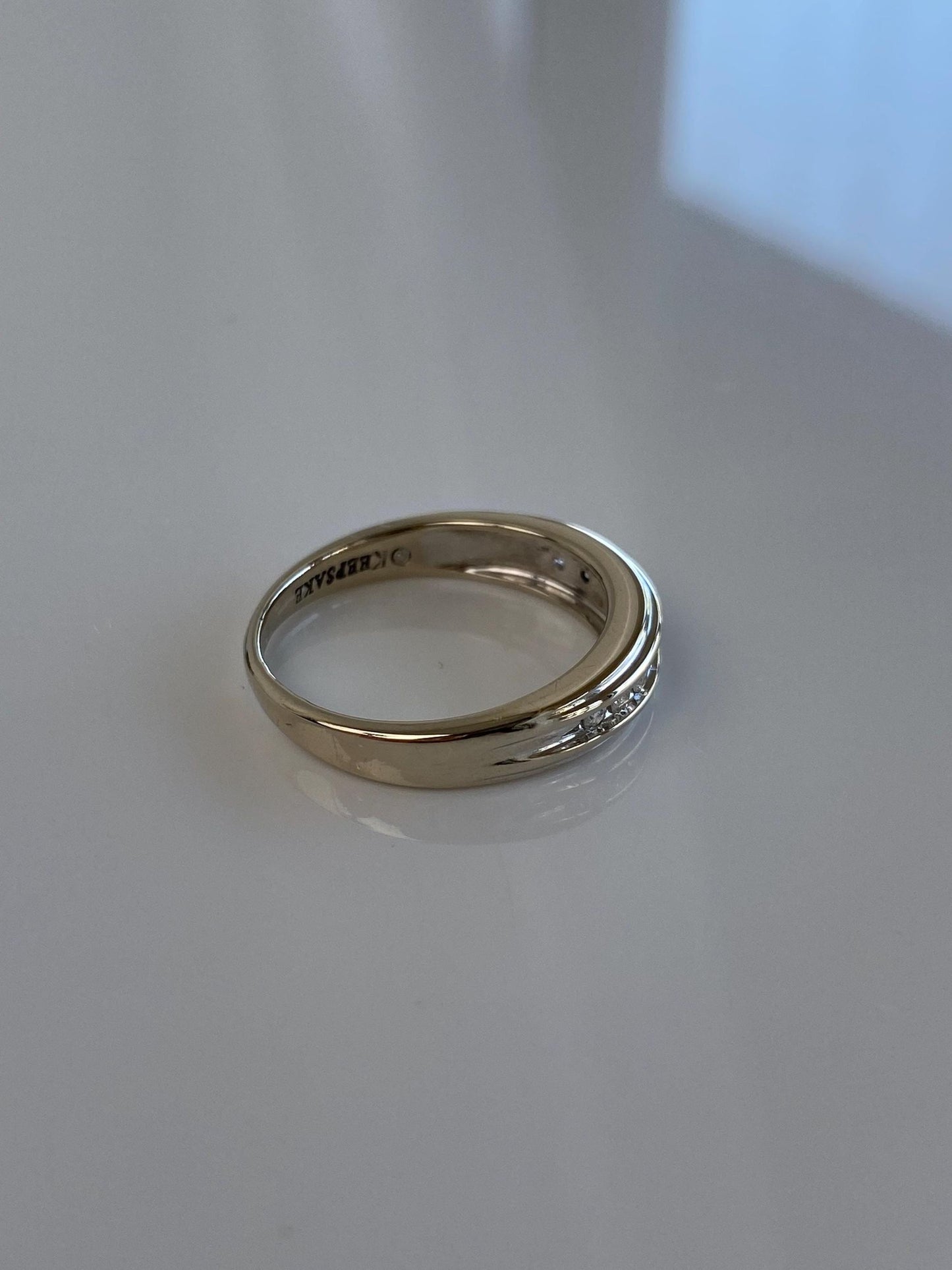 Vintage Solid 14k White Gold Diamond Ring Band - Size 6.5