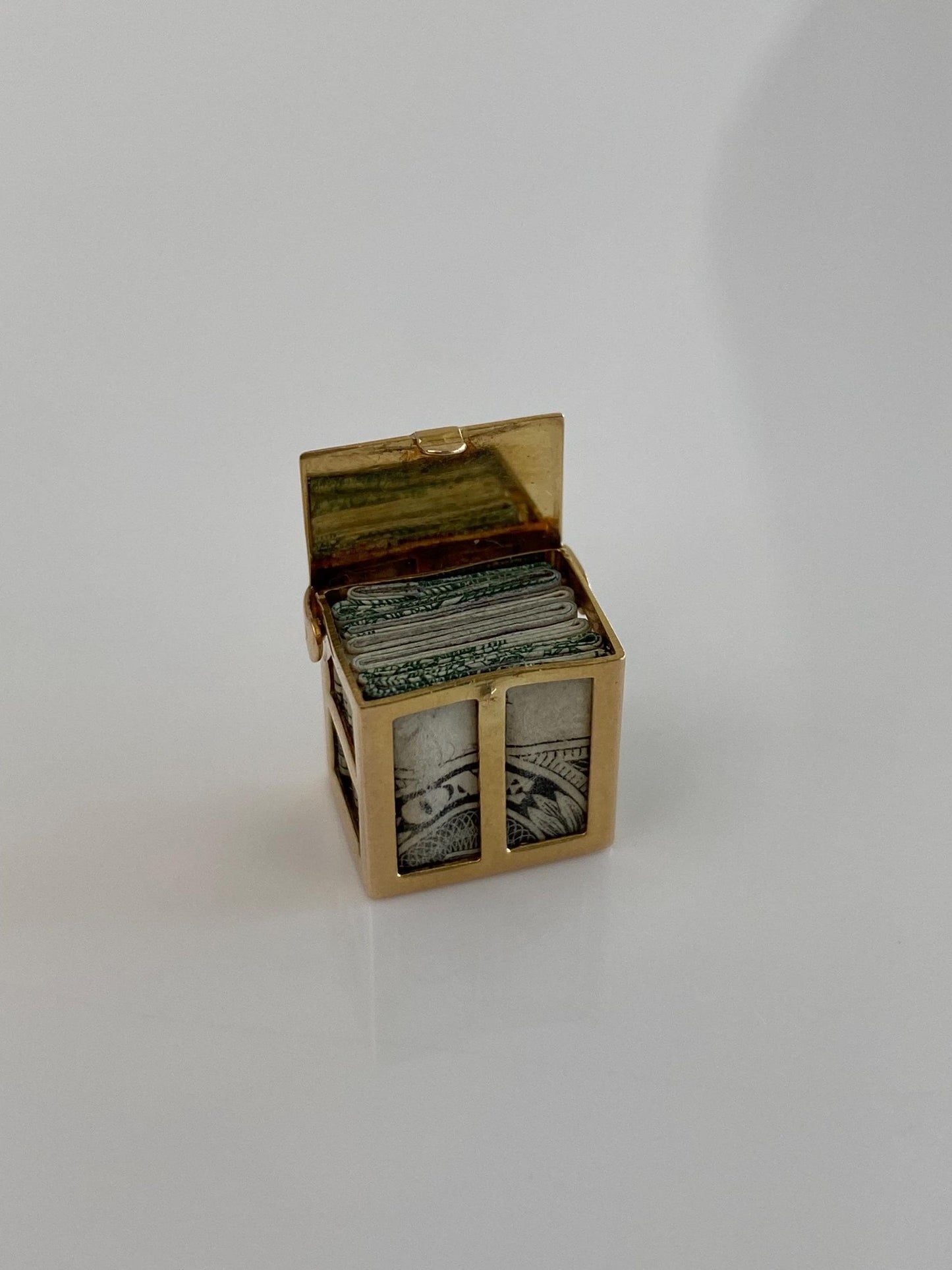 Vintage Solid 14k Yellow Gold Money Box Charm