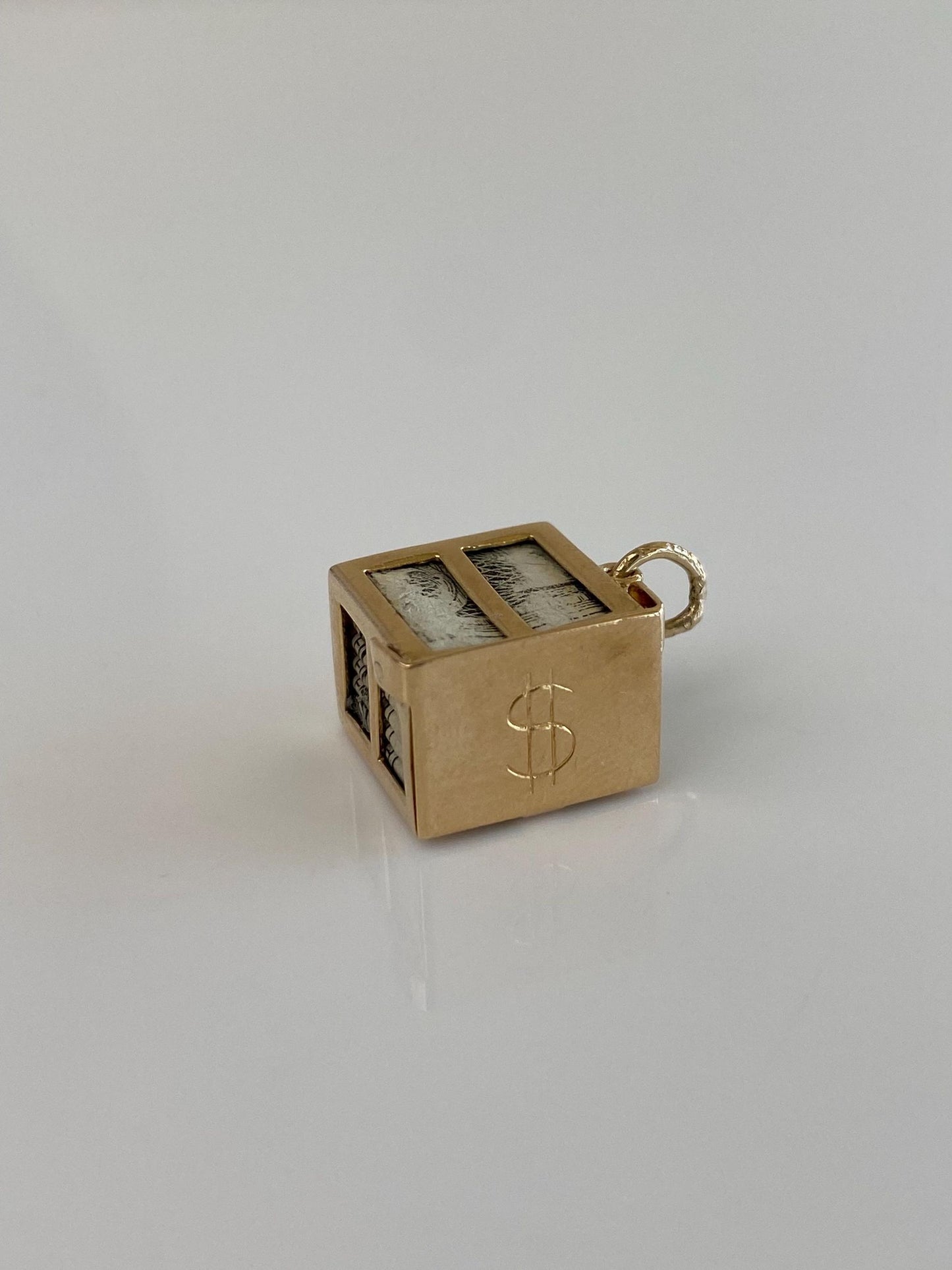 Vintage Solid 14k Yellow Gold Money Box Charm