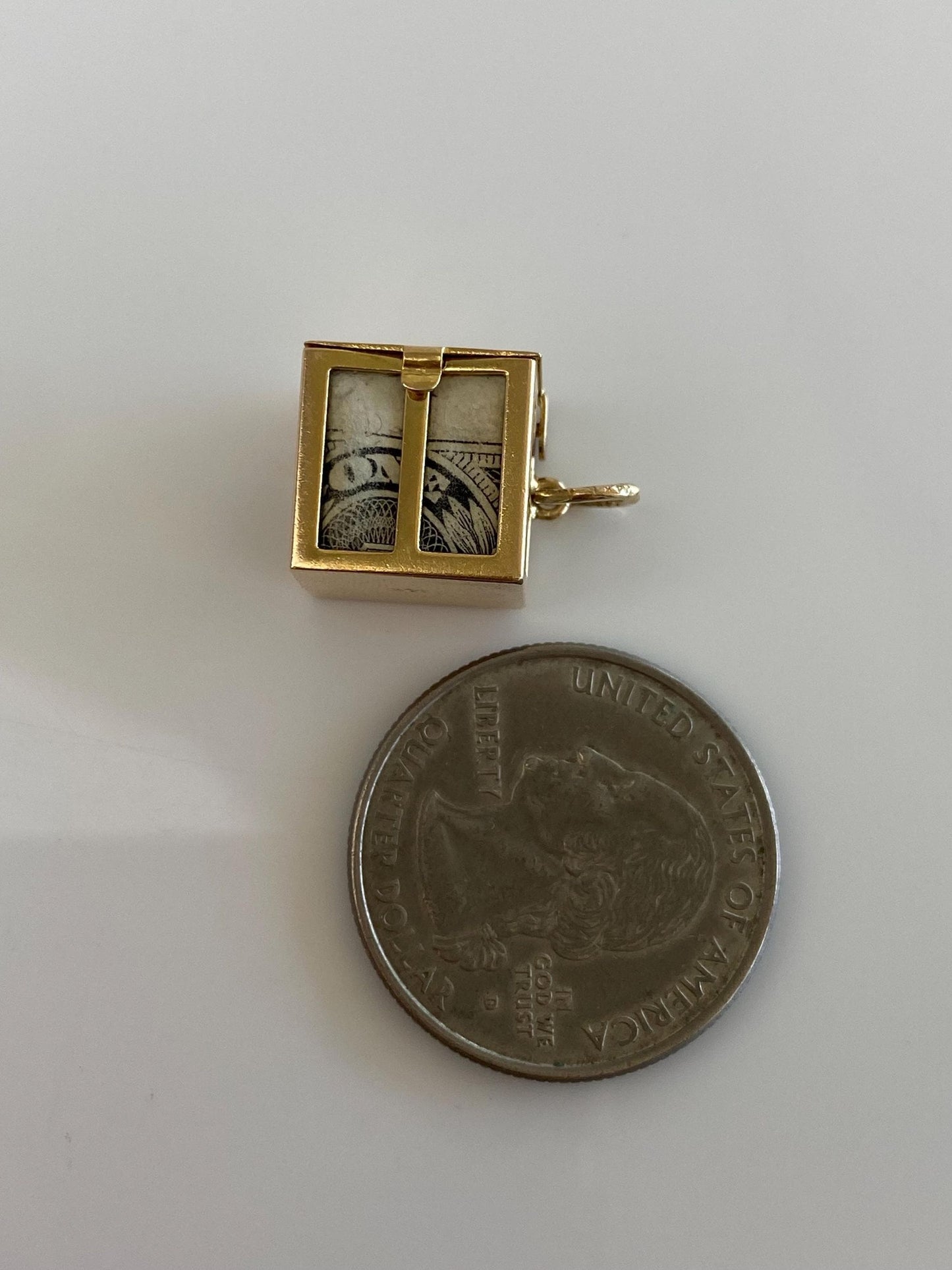 Vintage Solid 14k Yellow Gold Money Box Charm