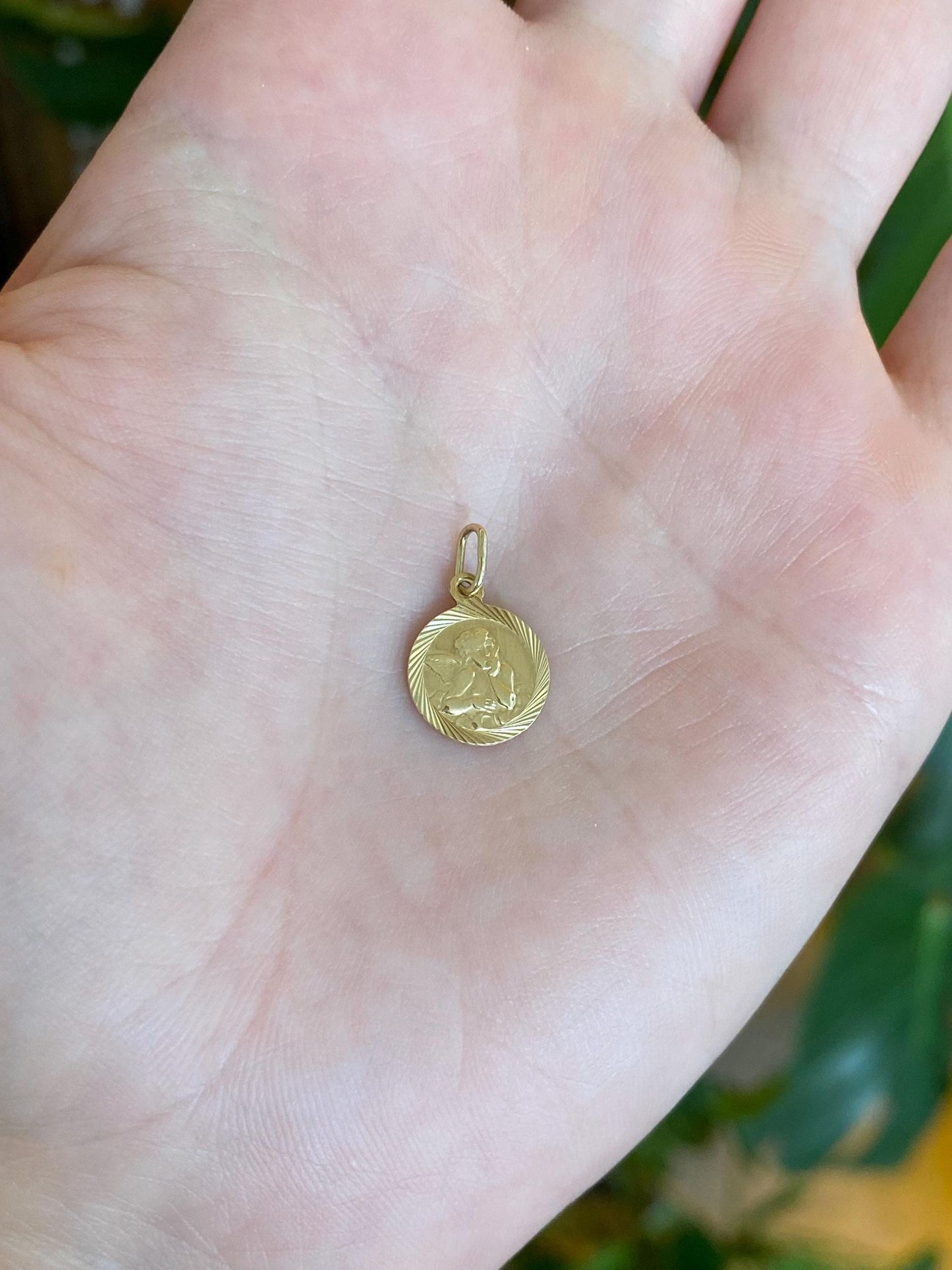 Vintage Solid 14k Yellow Gold Cherub Charm