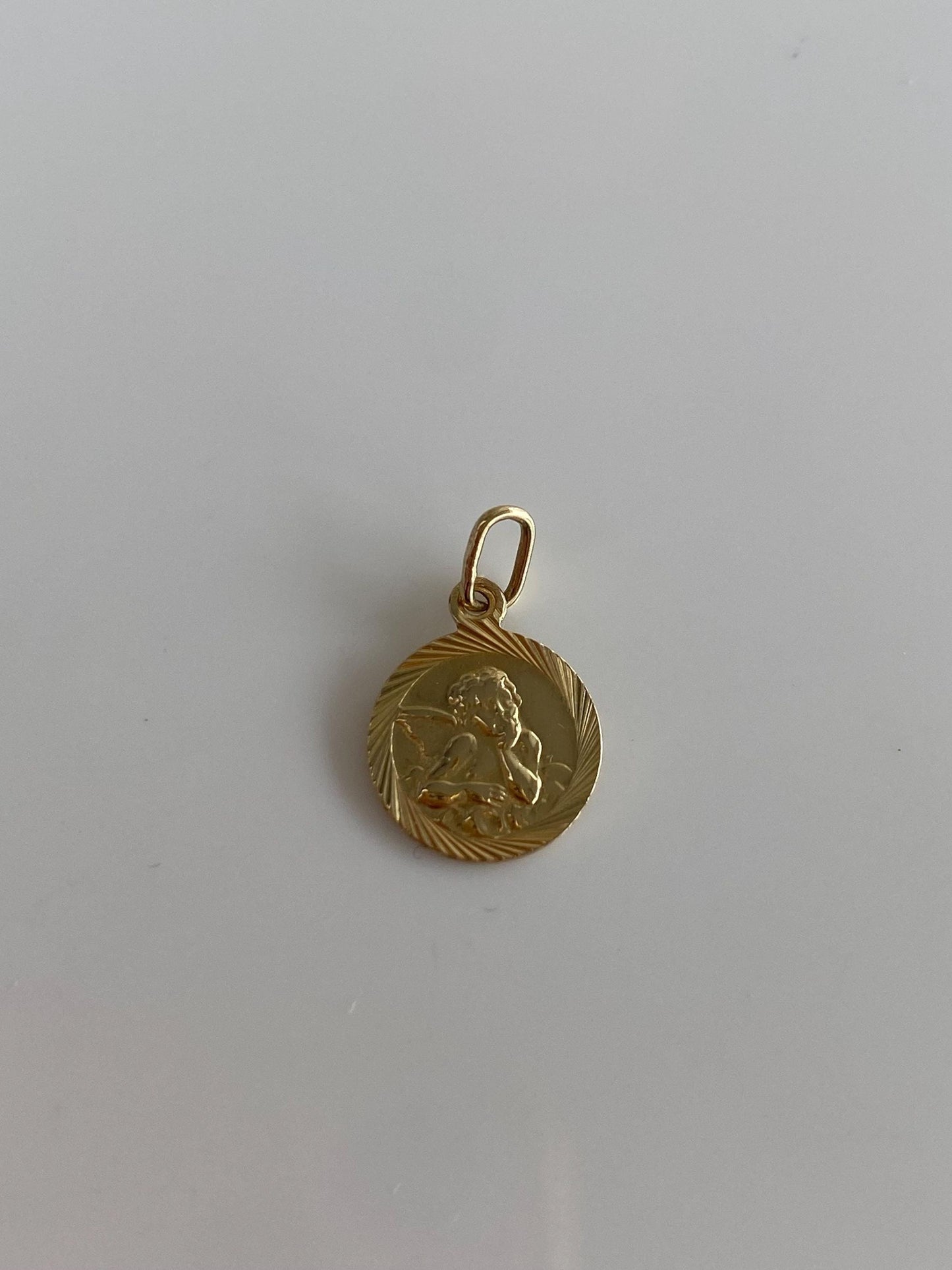 Vintage Solid 14k Yellow Gold Cherub Charm