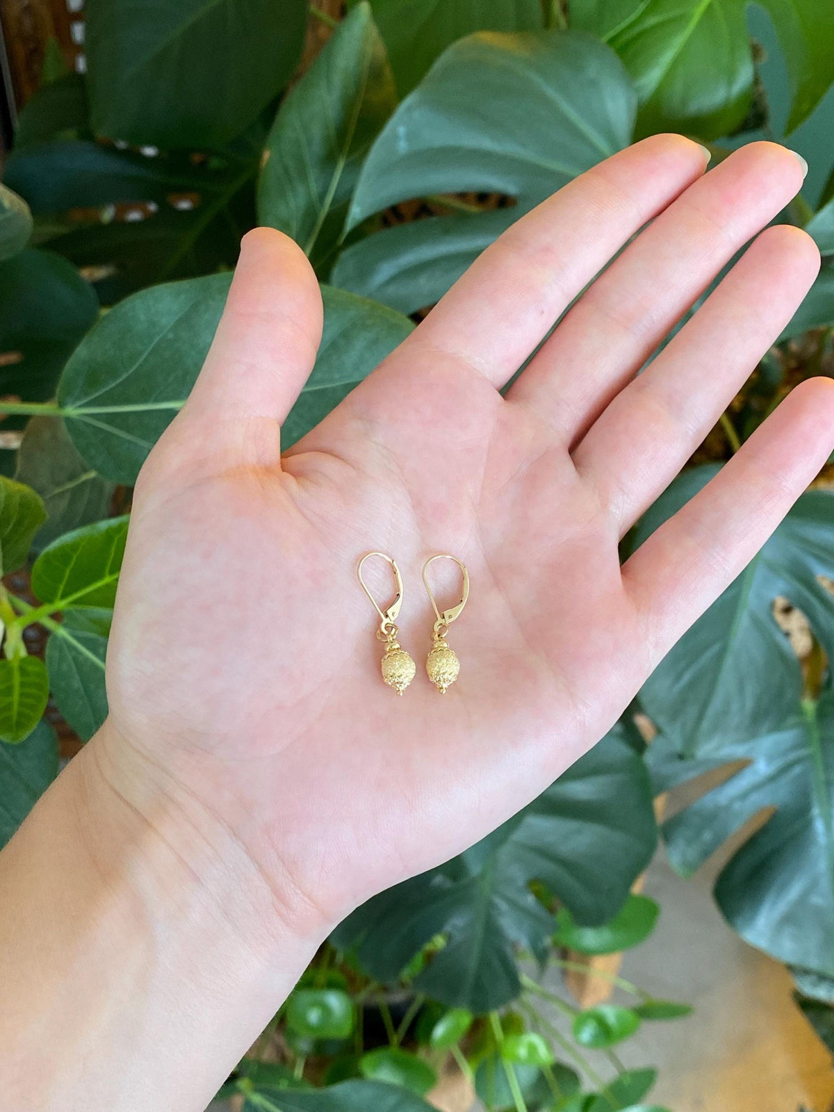 Vintage 14k & 18k Yellow Gold Sparkly Ball Dangle Earrings