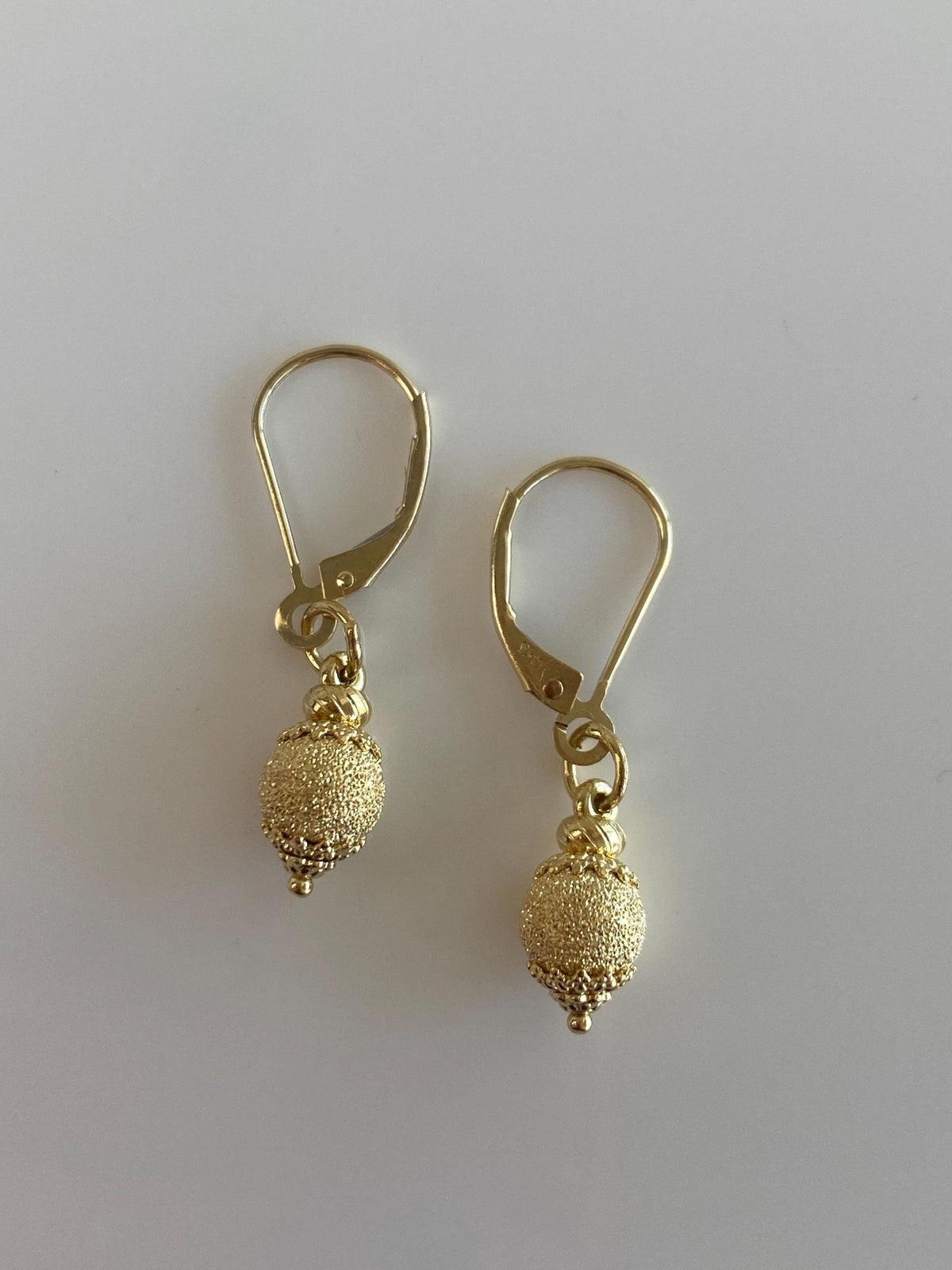 Vintage 14k & 18k Yellow Gold Sparkly Ball Dangle Earrings