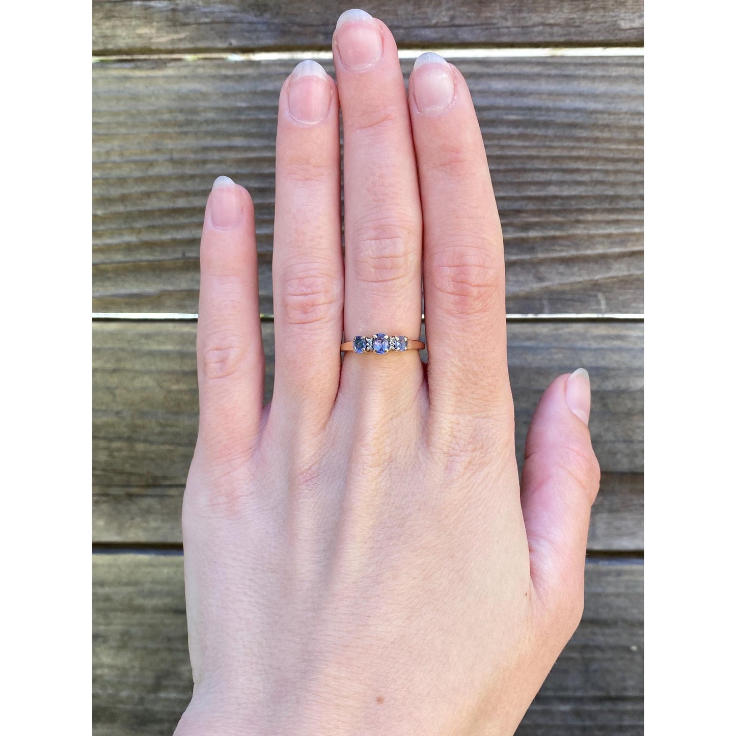 Solid 14k Yellow Gold Light Blue Cubic Zirconia Ring - Size 6.25