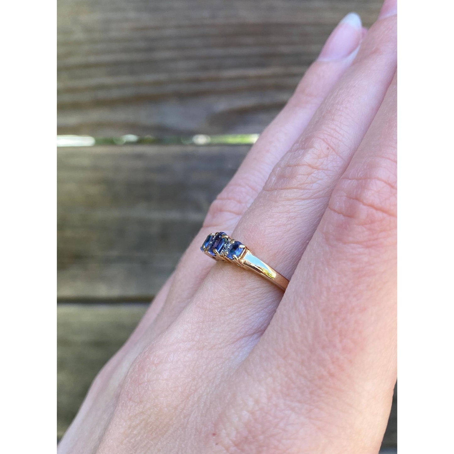 Solid 14k Yellow Gold Light Blue Cubic Zirconia Ring - Size 6.25