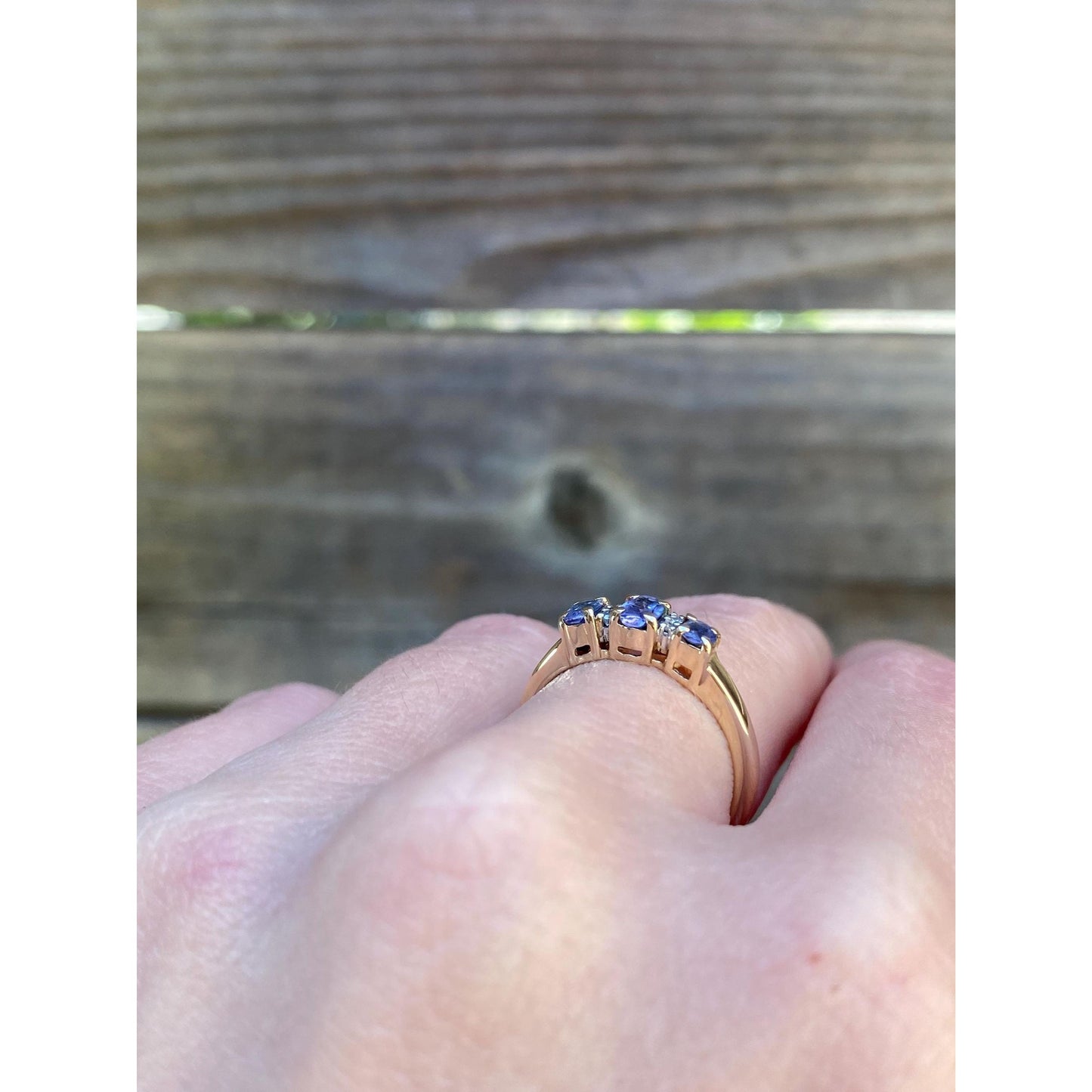 Solid 14k Yellow Gold Light Blue Cubic Zirconia Ring - Size 6.25