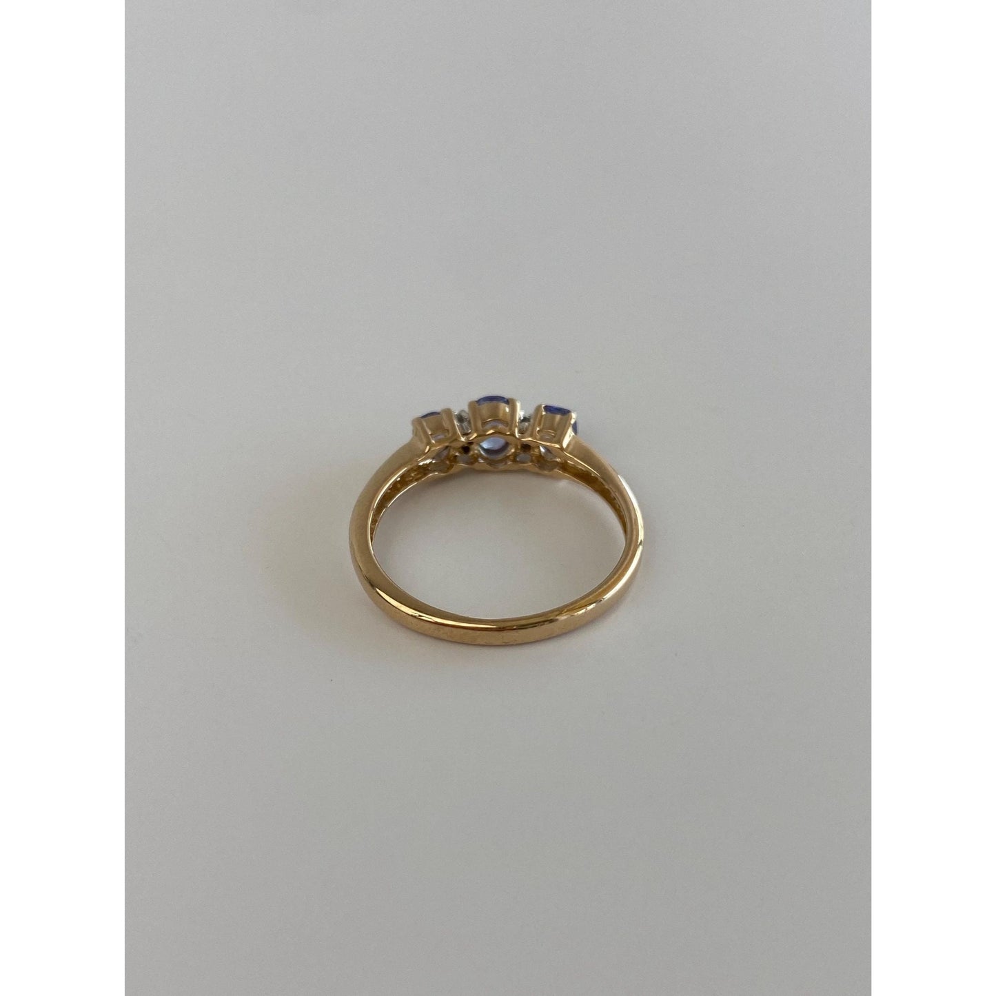 Solid 14k Yellow Gold Light Blue Cubic Zirconia Ring - Size 6.25