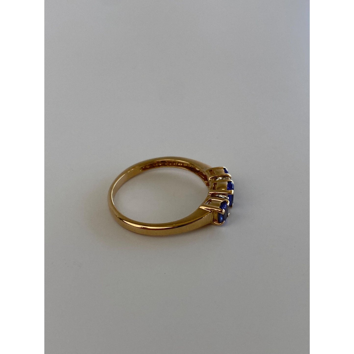 Solid 14k Yellow Gold Light Blue Cubic Zirconia Ring - Size 6.25