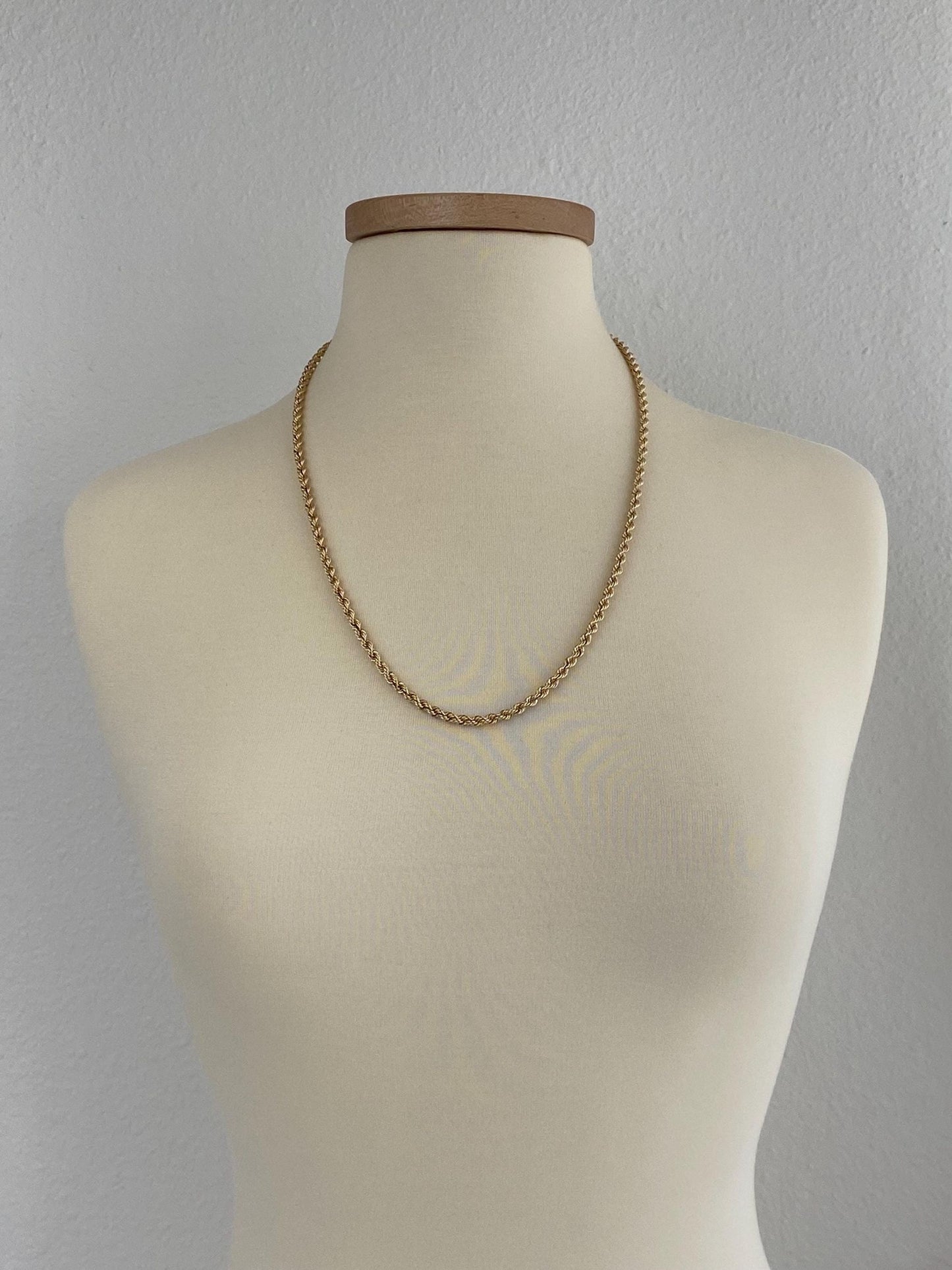 Vintage Solid 14k Yellow Gold Long Rope Chain Necklace - 25.75 inches