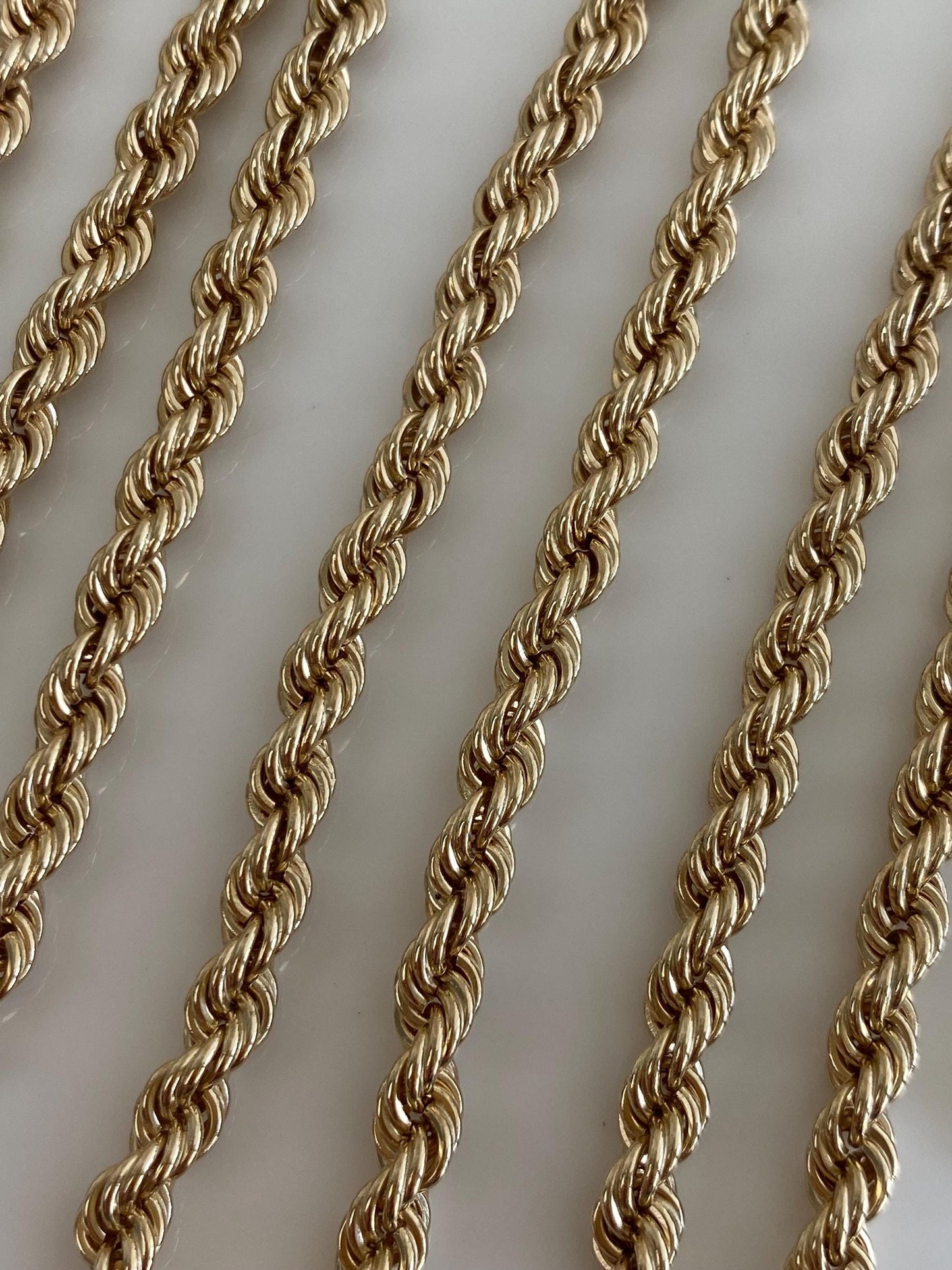 Vintage Solid 14k Yellow Gold Long Rope Chain Necklace - 25.75 inches