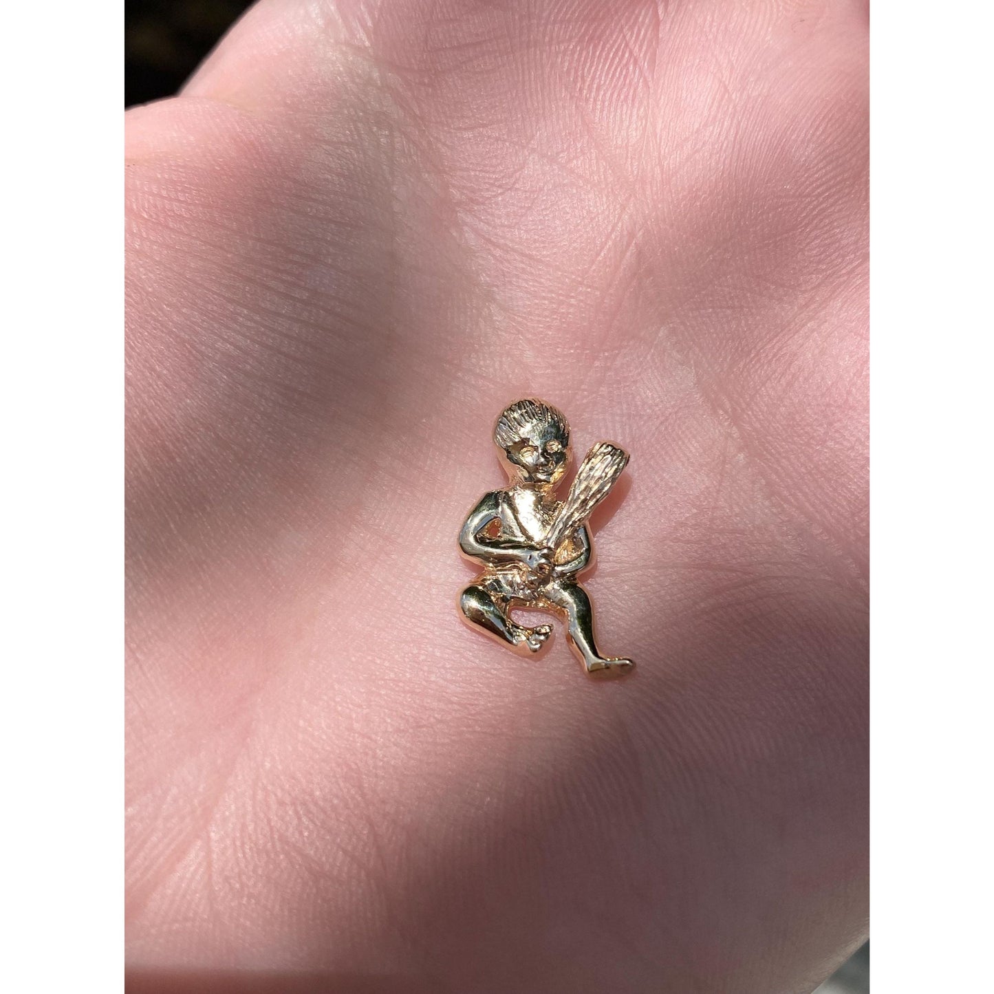 Vintage Solid 14k Yellow Gold 'Bam Bam' Flinstones Charm