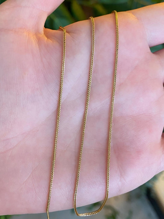 Vintage Solid 14k Yellow Gold Wheat Chain Necklace - 16.5 inches