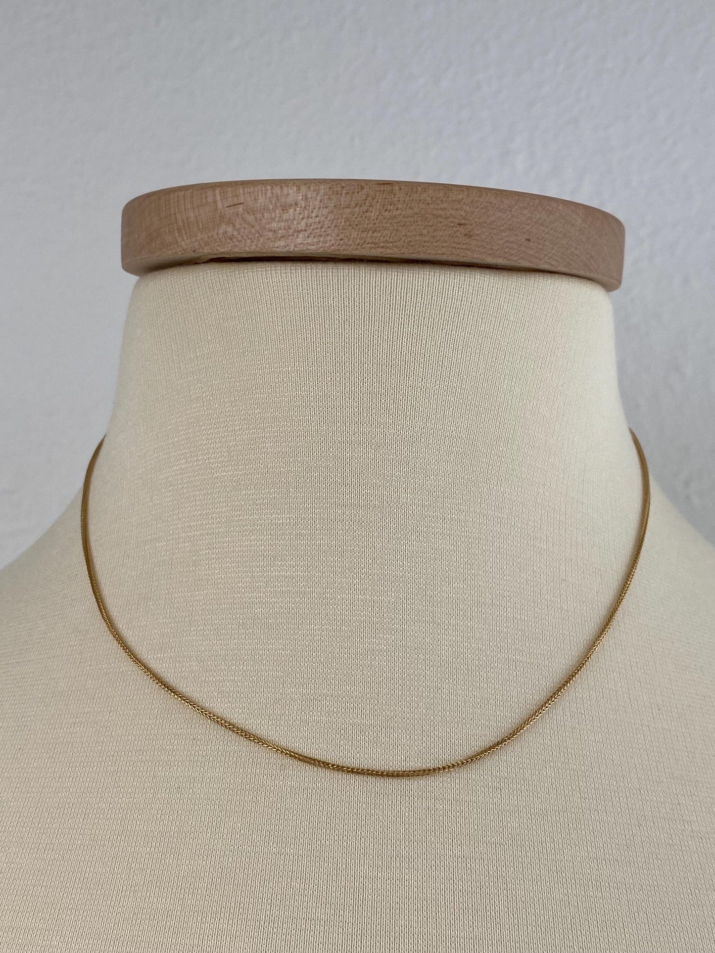 Vintage Solid 14k Yellow Gold Wheat Chain Necklace - 16.5 inches